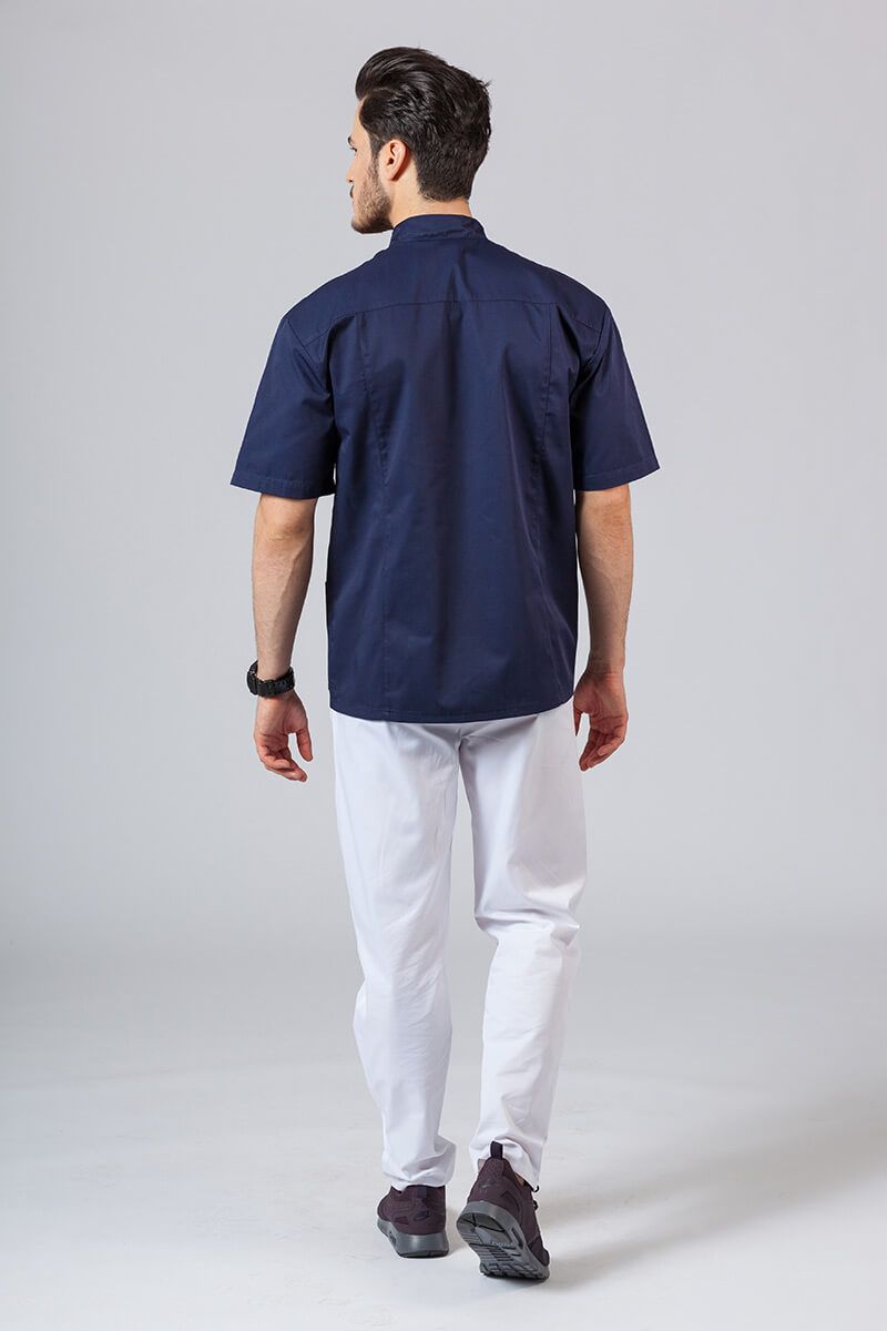 Pánska lekárska košile / blúzka se stojatým límečkem námornícky modrá-3