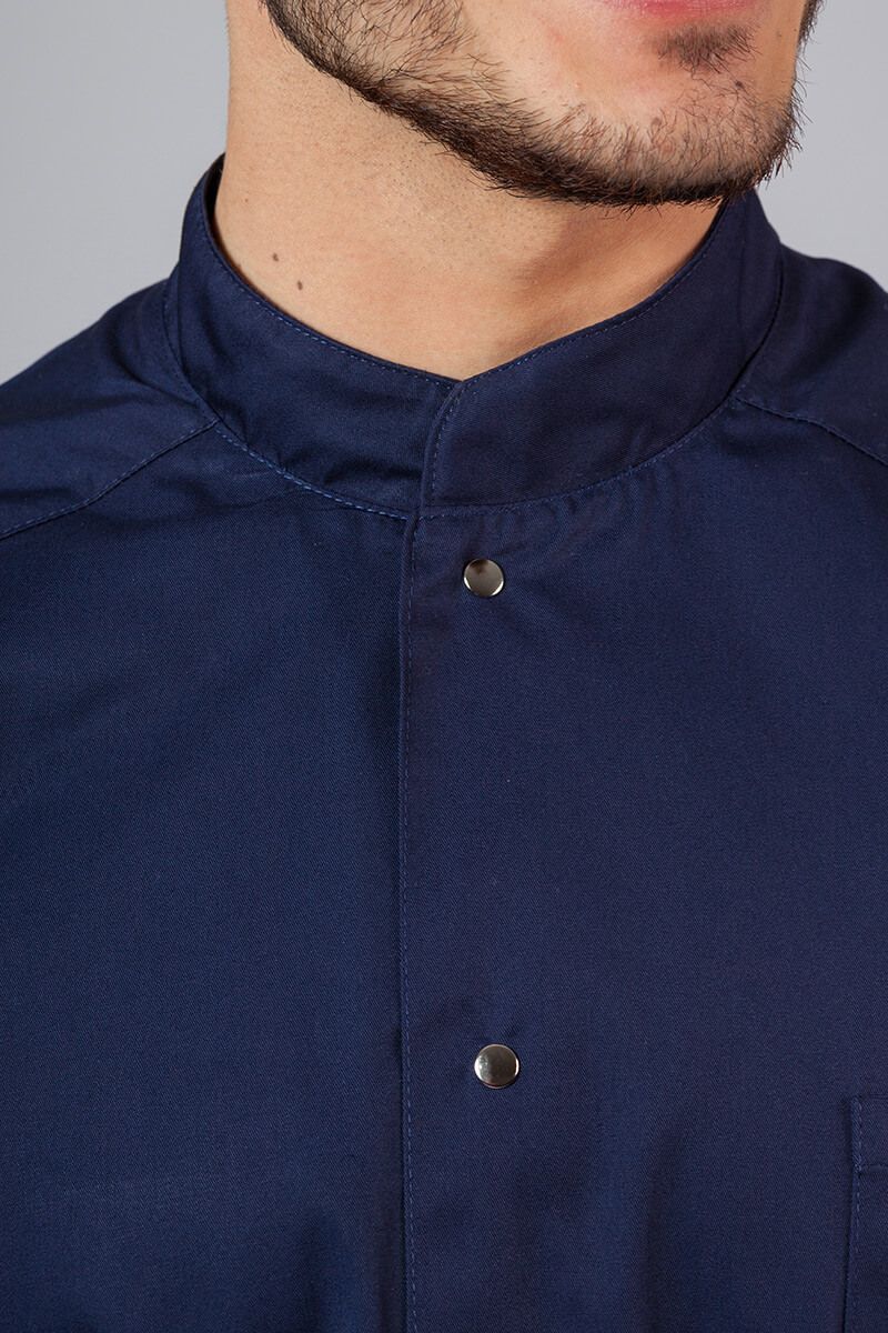 Pánska lekárska košile / blúzka se stojatým límečkem námornícky modrá-5
