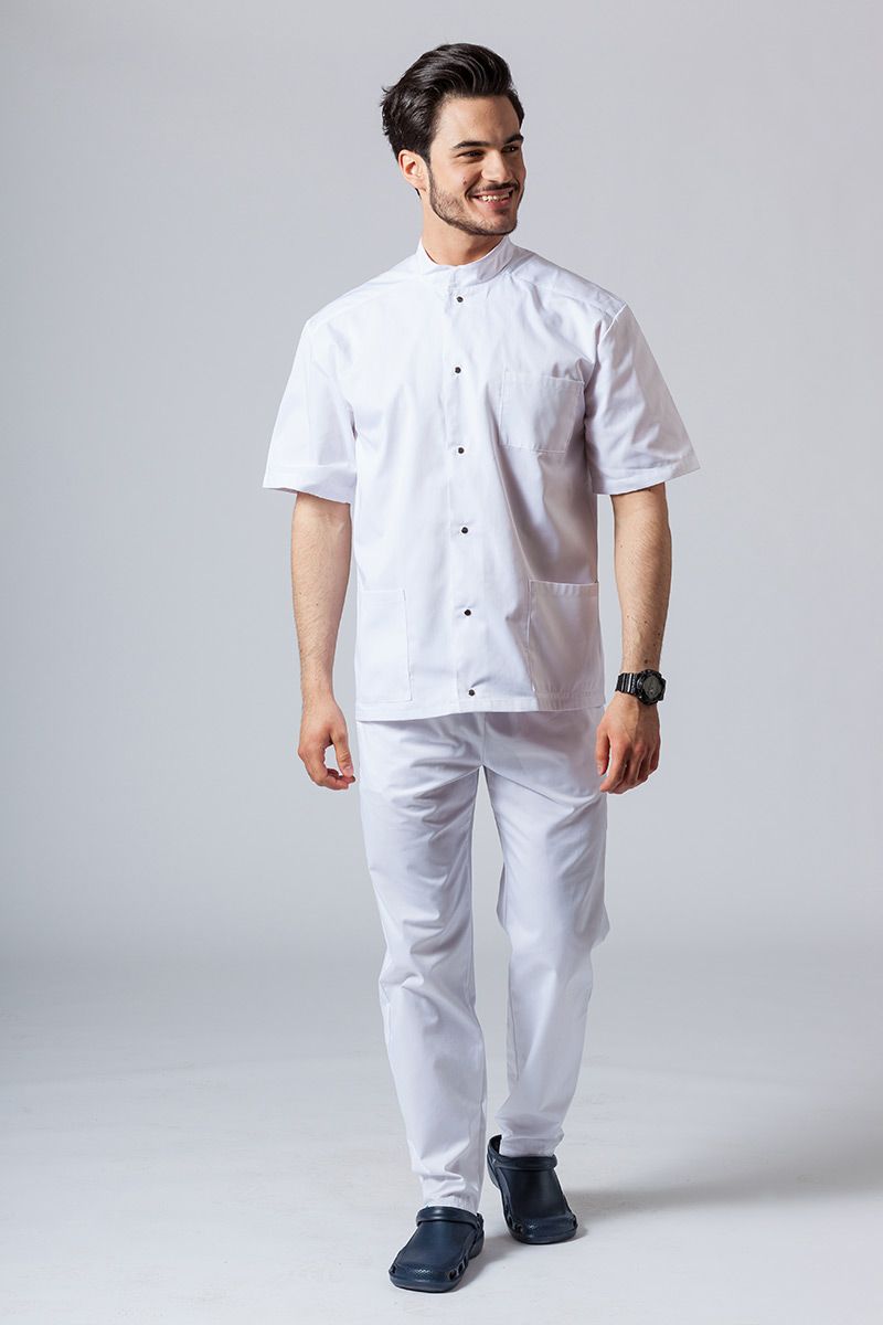 Pánska lekárska košile / blúzka se stojatým límečkem biela-1