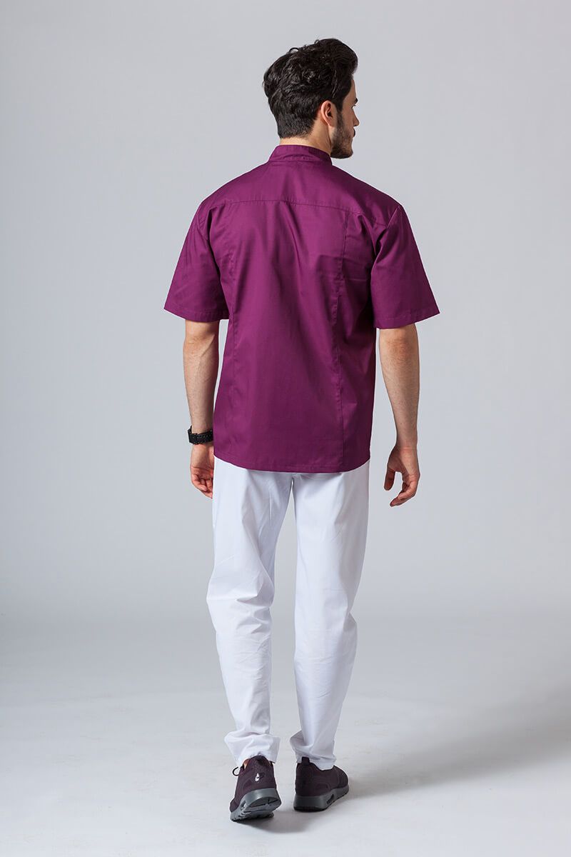 Pánska lekárska košile / blúzka se stojatým límečkem baklažánová-3