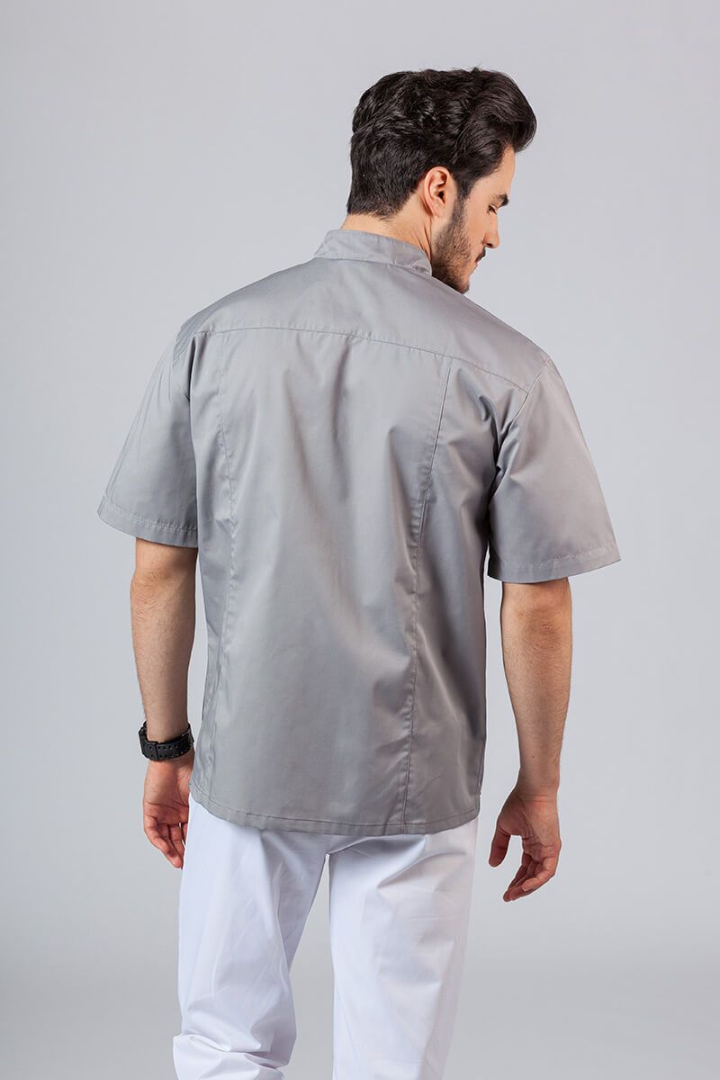 Pánska lekárska košile / blúzka se stojatým límečkem šedá-3