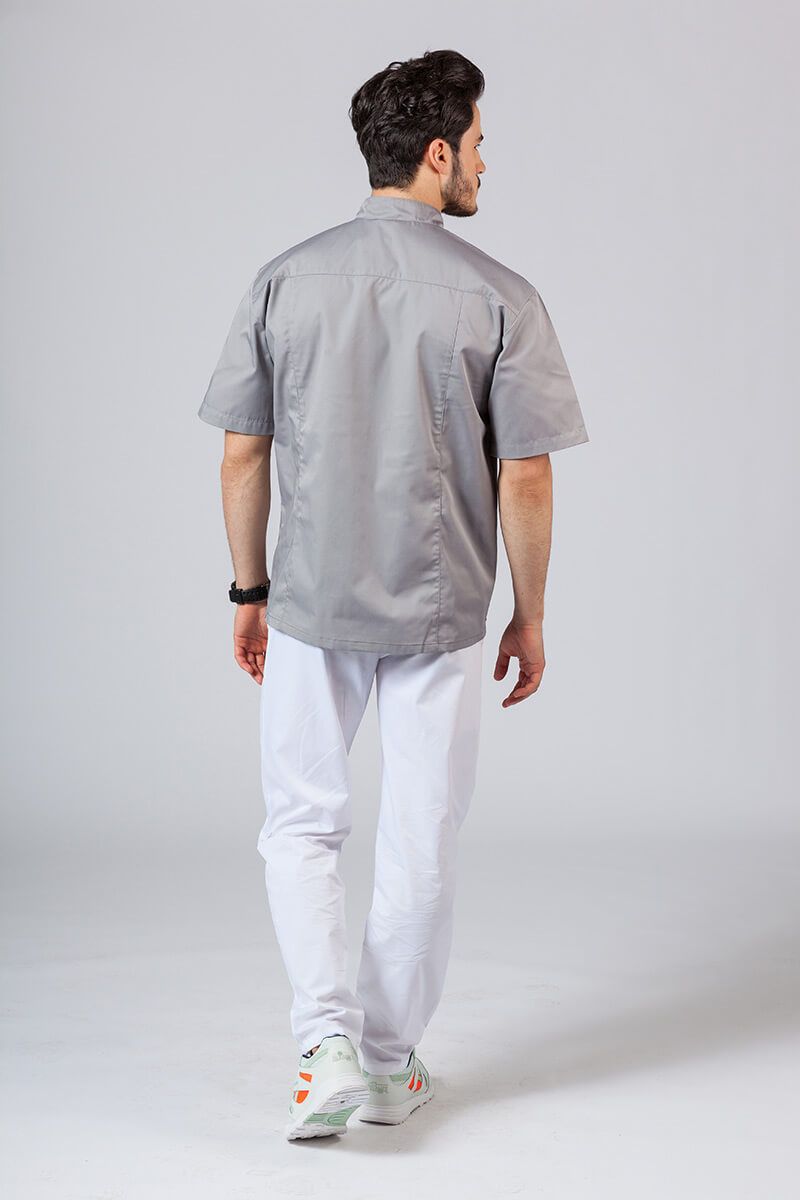 Pánska lekárska košile / blúzka se stojatým límečkem šedá-4