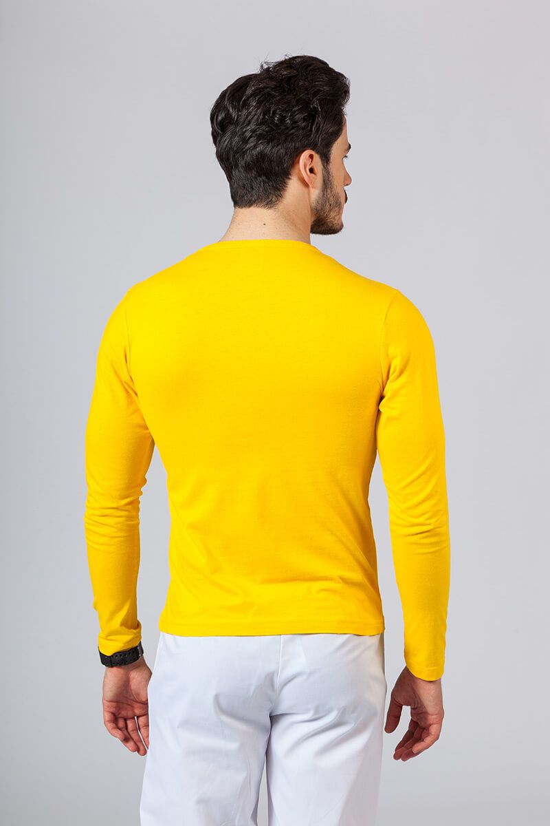 Pánske tričko s dlhým rukávom svetle sivý žlté-1