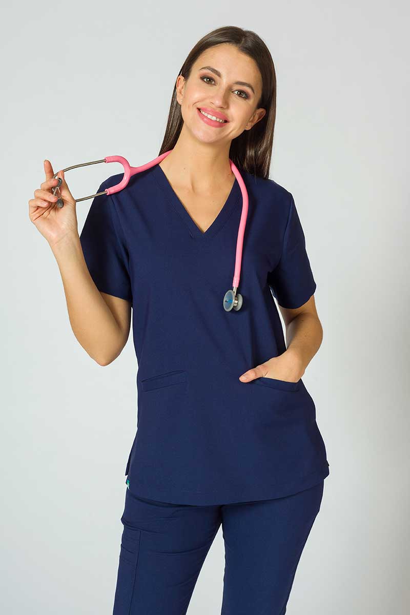 Zdravotnická súprava Sunrise Uniforms Premium (blúzka Joy, nohavice Chill) námornícky modrá-2