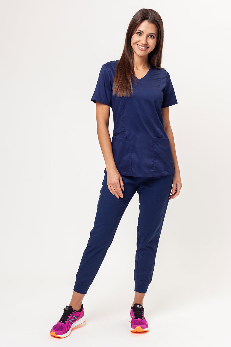 Dámska lekárska blúzka Maevn Matrix Double V-neck námornícky modrá-4