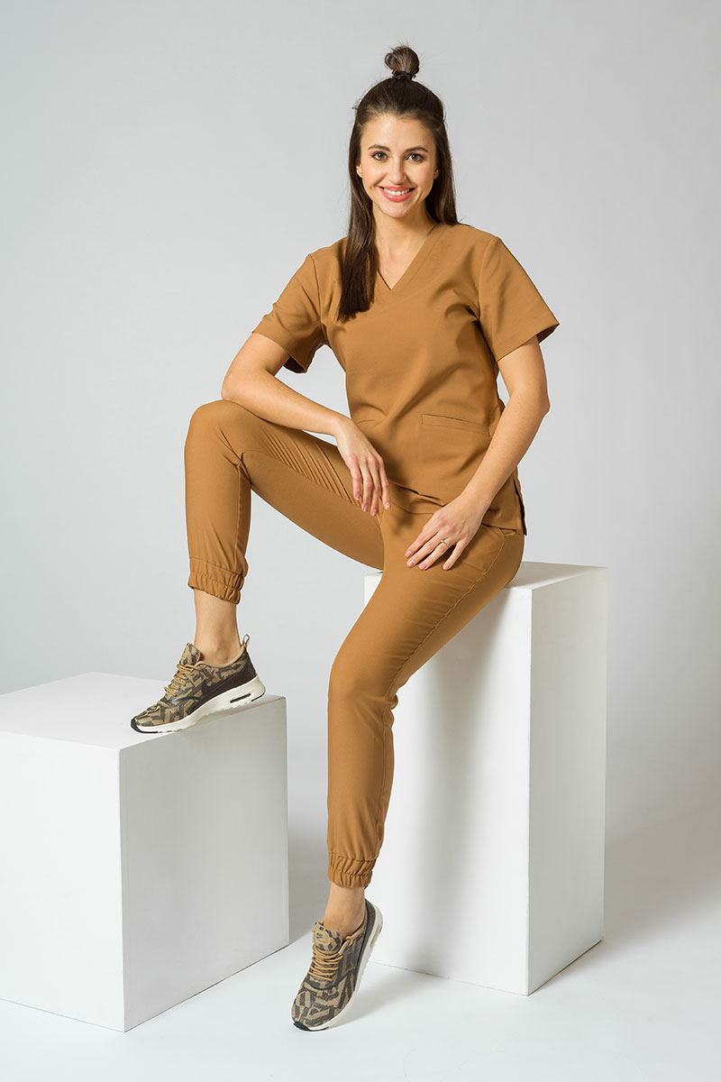 Dámske lekárske nohavice Sunrise Uniforms Premium Chill jogger hnedé-6