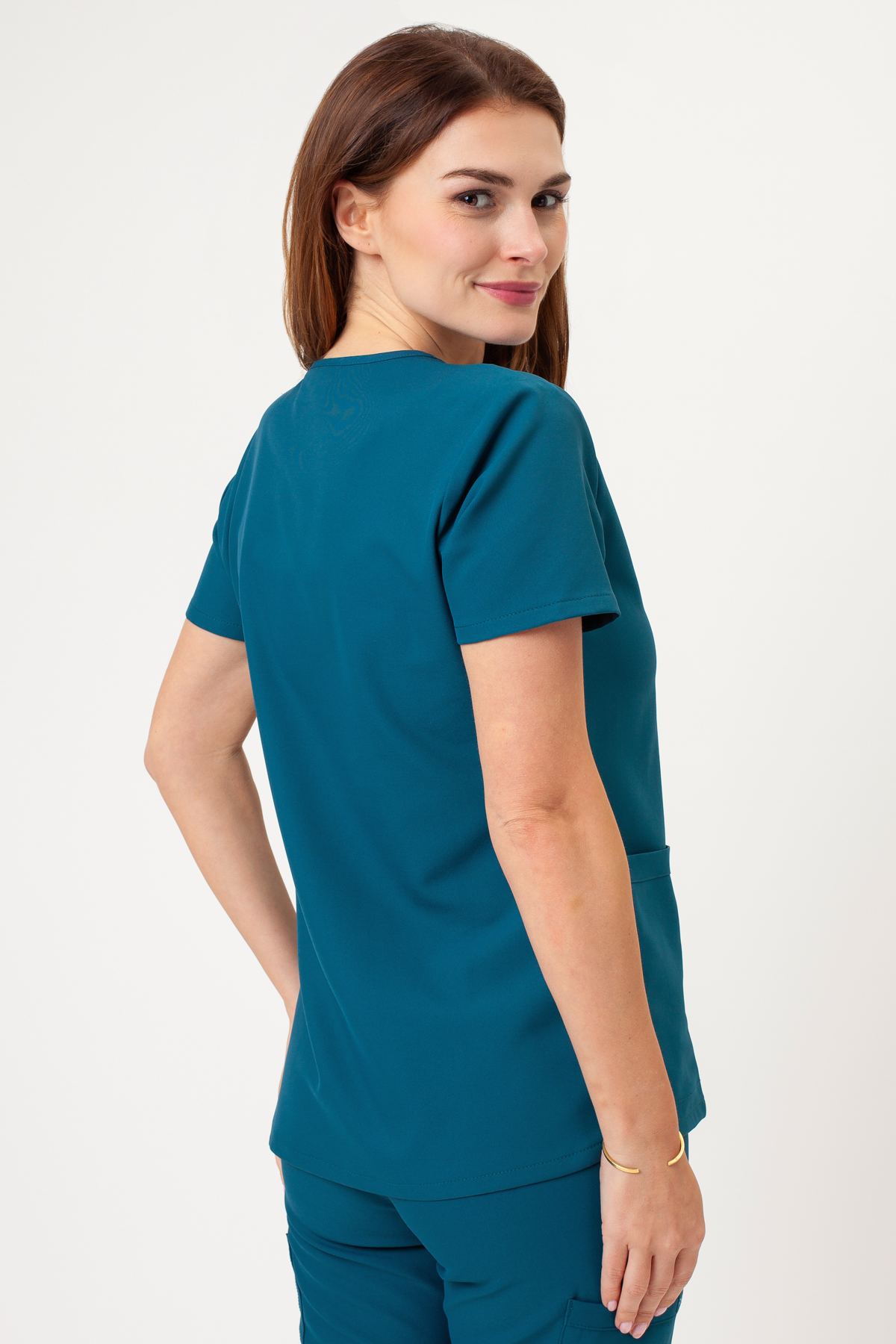 Dámska lekárska súprava Cherokee Ultra V-neck karaibsky modrá-4