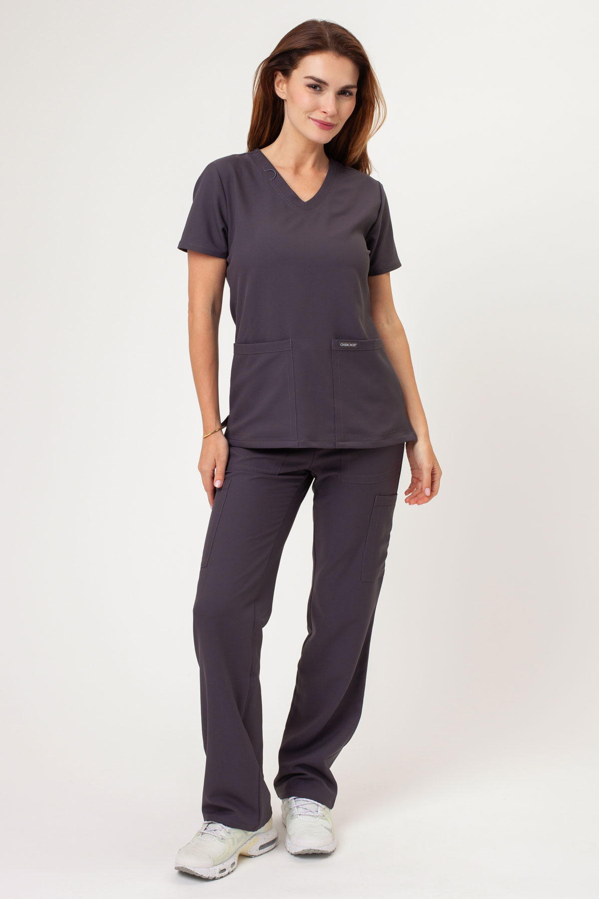 Dámska lekárska blúza Cherokee Ultra V-neck Top šedá-6