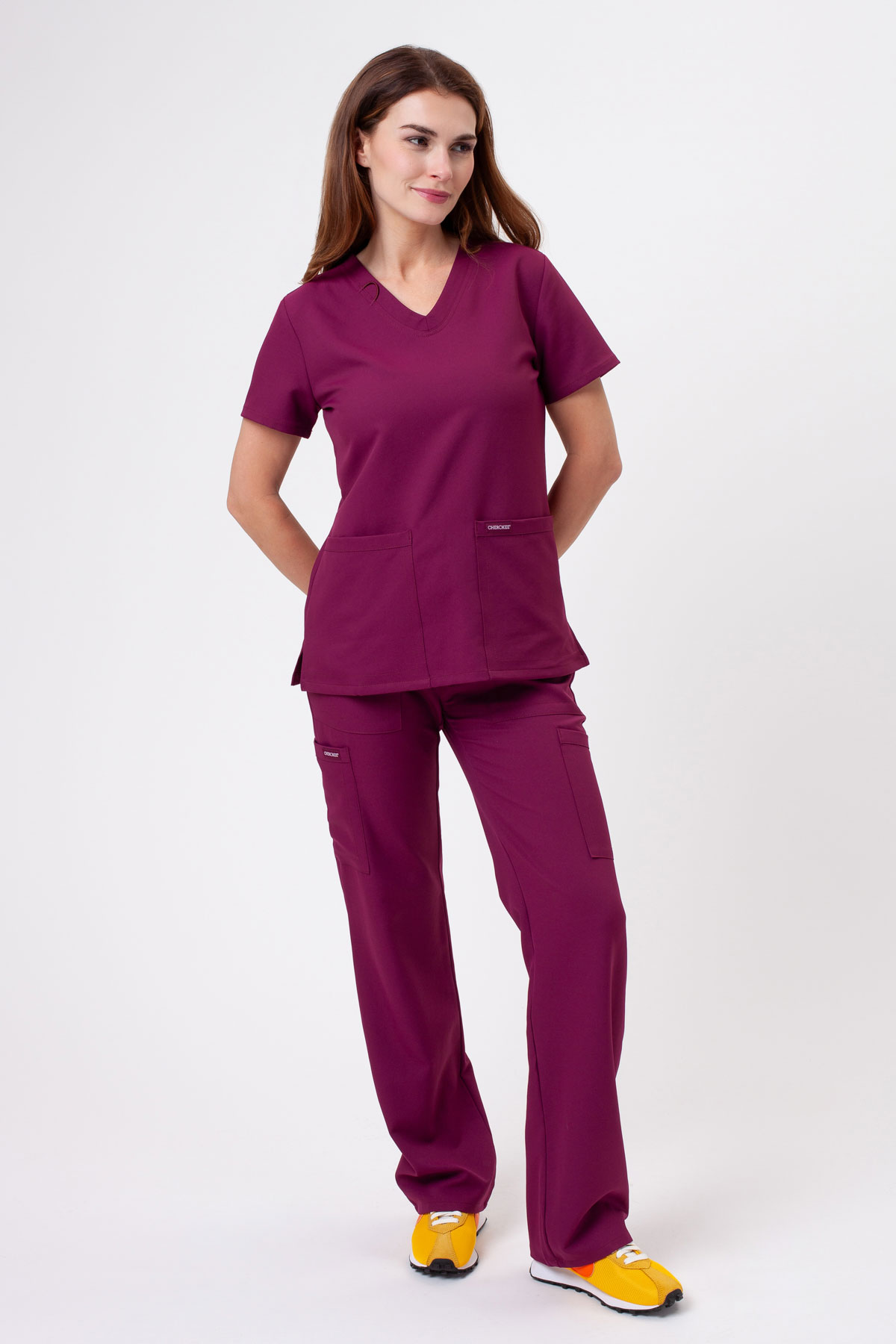 Dámska lekárska blúza Cherokee Ultra V-neck Top čerešňová červená-6