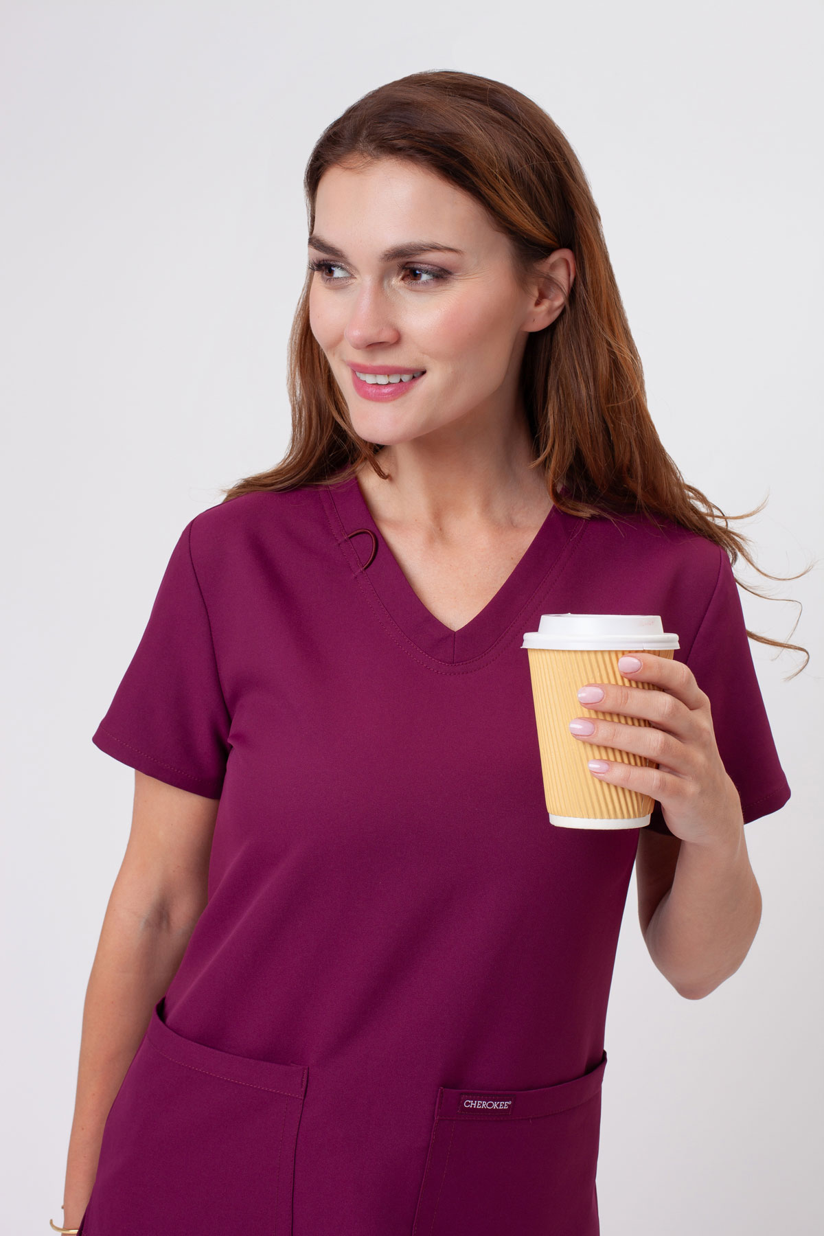 Dámska lekárska blúza Cherokee Ultra V-neck Top čerešňová červená-2