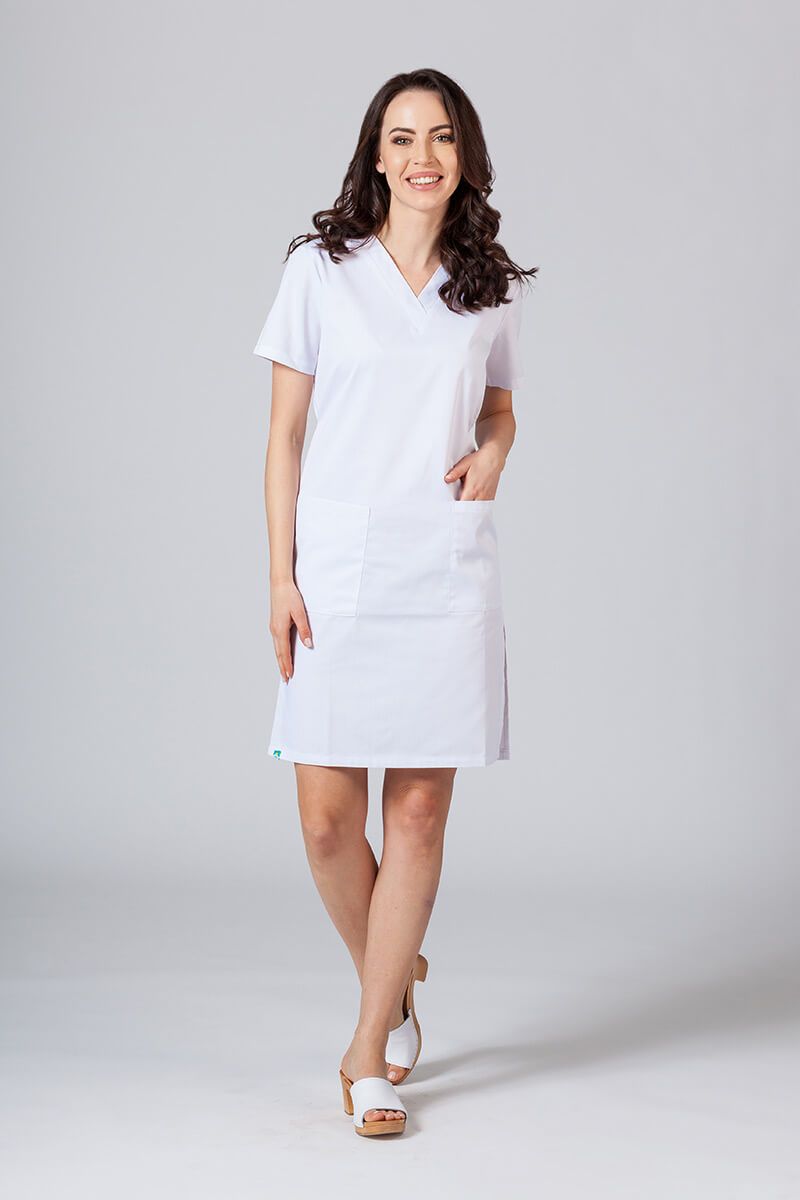 Lekárske jednoduché šaty Sunrise Uniforms biele-1