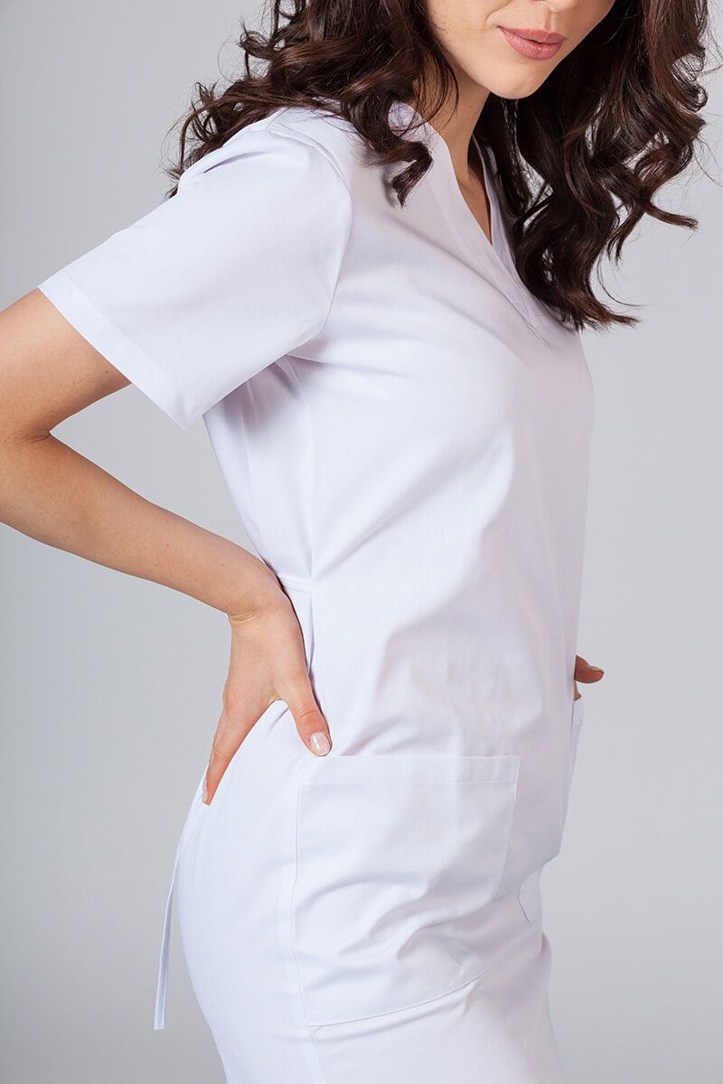 Lekárske jednoduché šaty Sunrise Uniforms biele-4