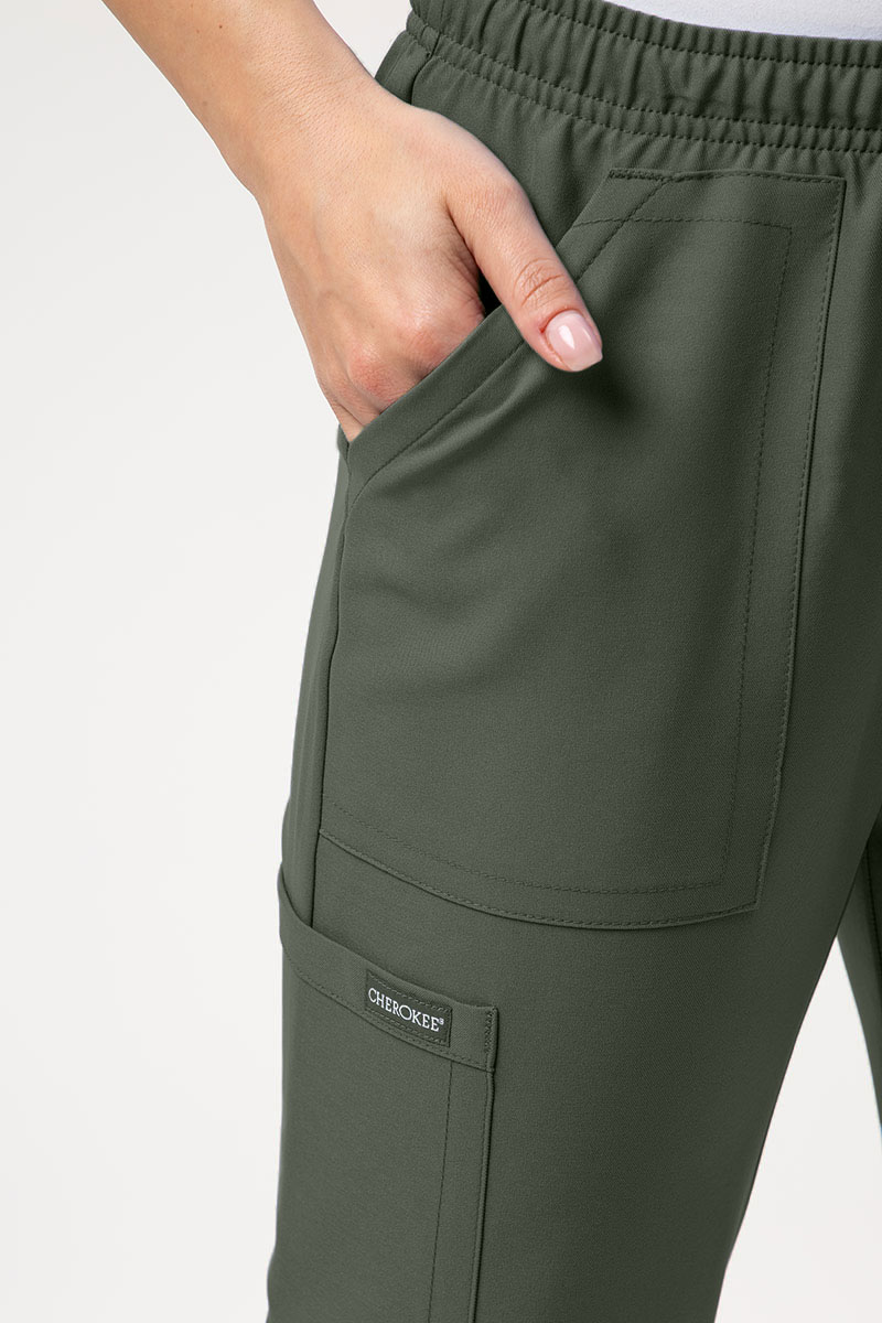Dámske lekárske nohavice Cherokee Ultra Cargo olivkové-3
