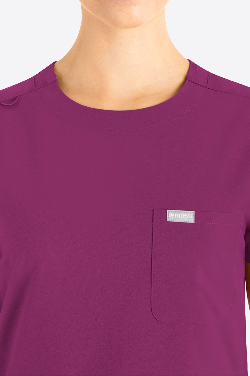 Dámska lekárska blúza Maevn Momentum Round Neck čerešňová-2