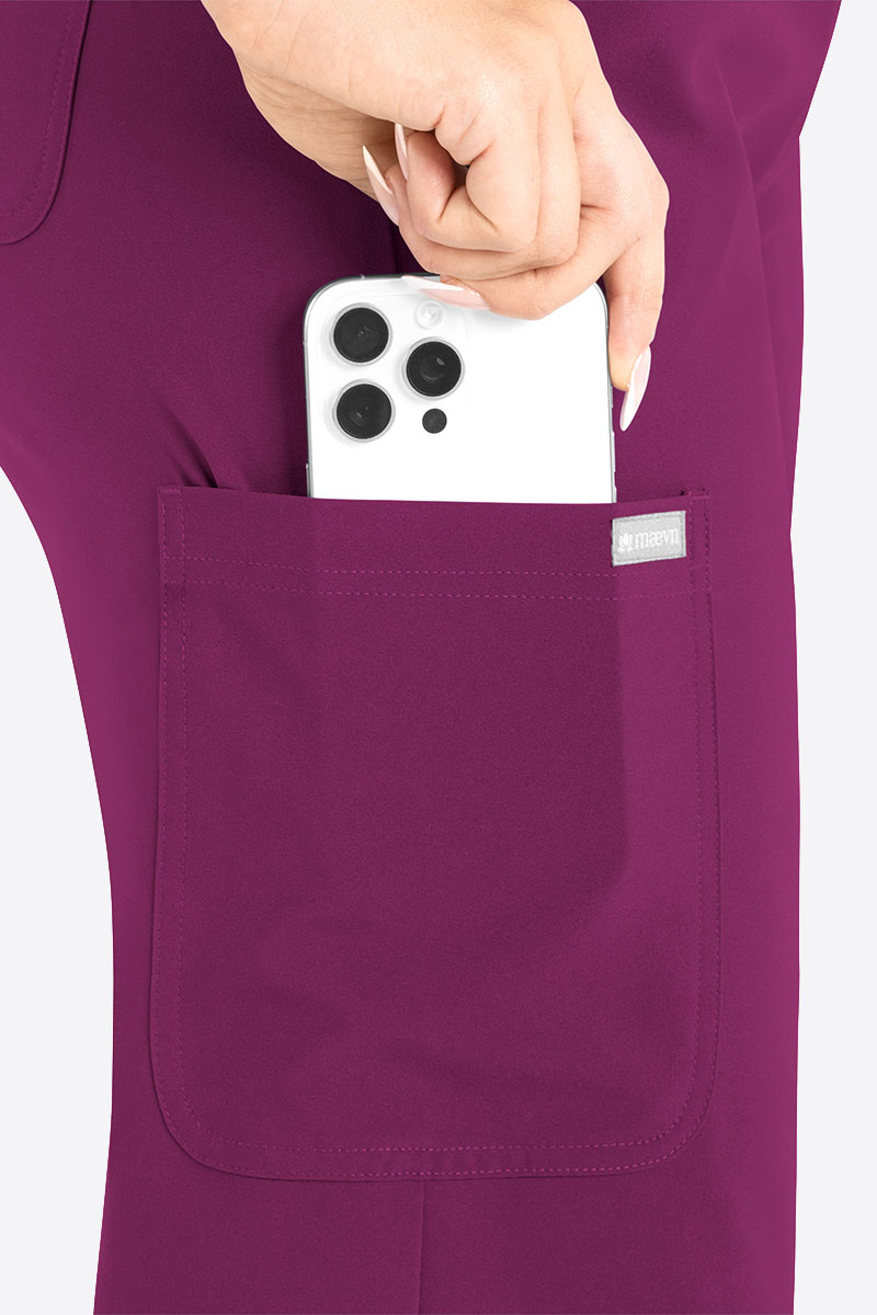 Dámske lekárske nohavice Maevn Momentum Wide Leg čerešňové-3