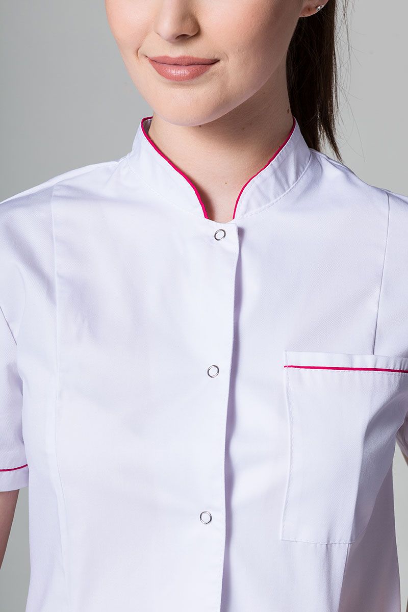 Lékařské sako Sunrise Uniforms bilé s malinovým lemem-3