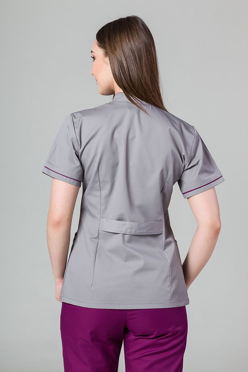 Lékařské sako Sunrise Uniforms šedé s lilkovým lemem-1