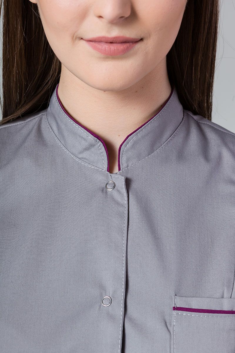 Lékařské sako Sunrise Uniforms šedé s lilkovým lemem-3