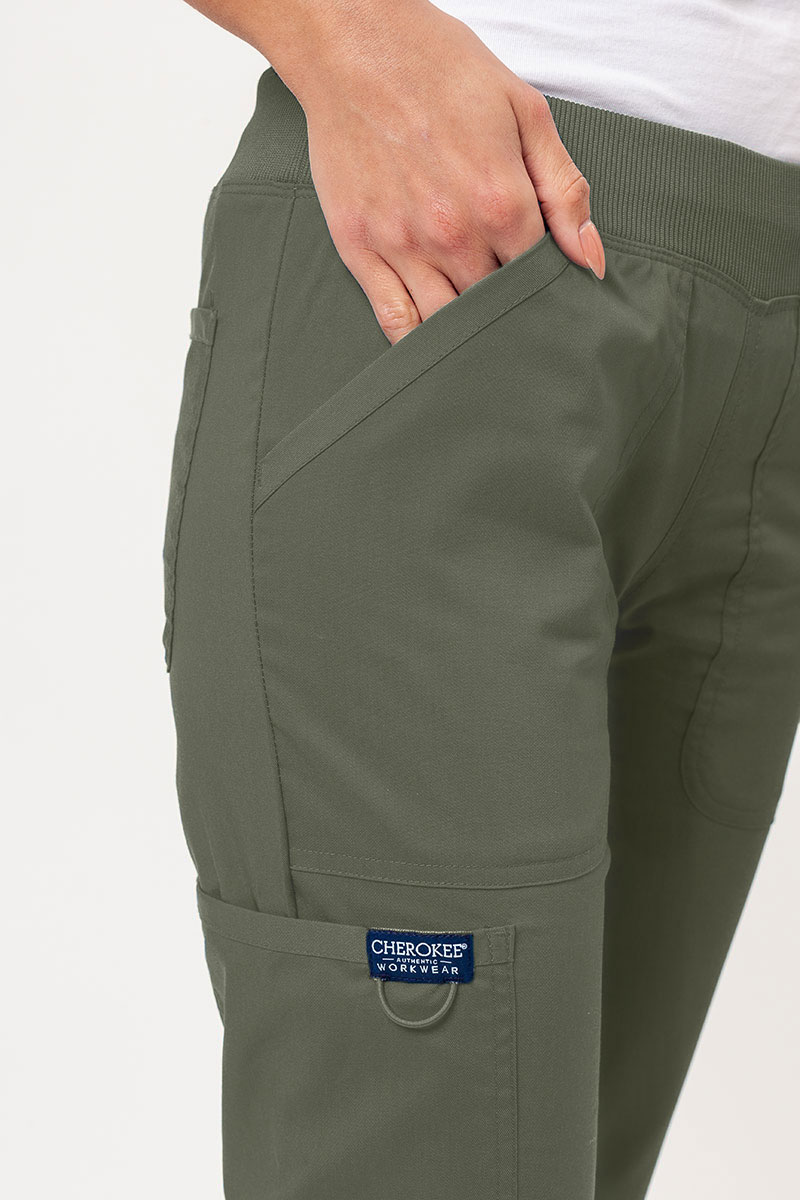 Dámske lekárske nohavice Cherokee Revolution Straight Leg olivkové-3