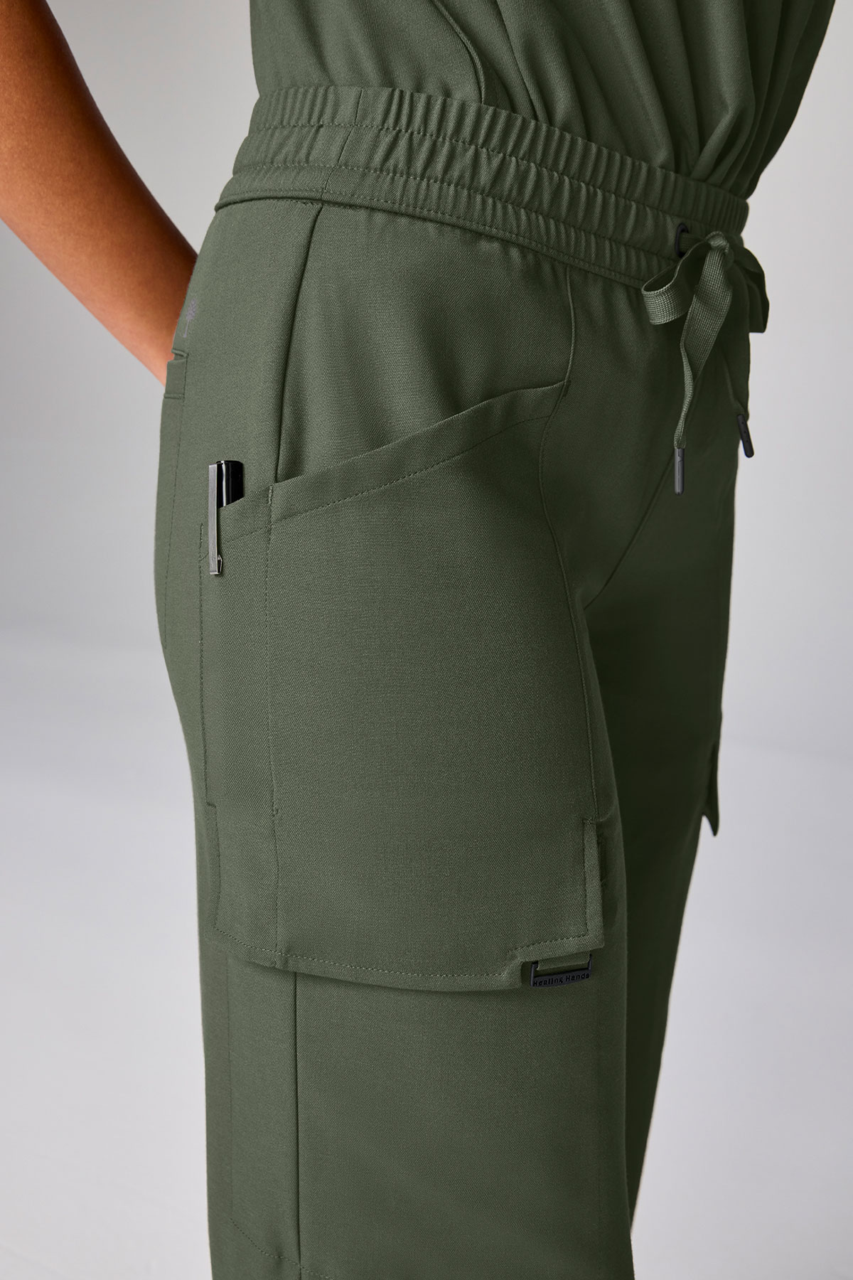 Dámske zdravotnícke nohavice Healing Hands Wide Leg Petite olivkové-5