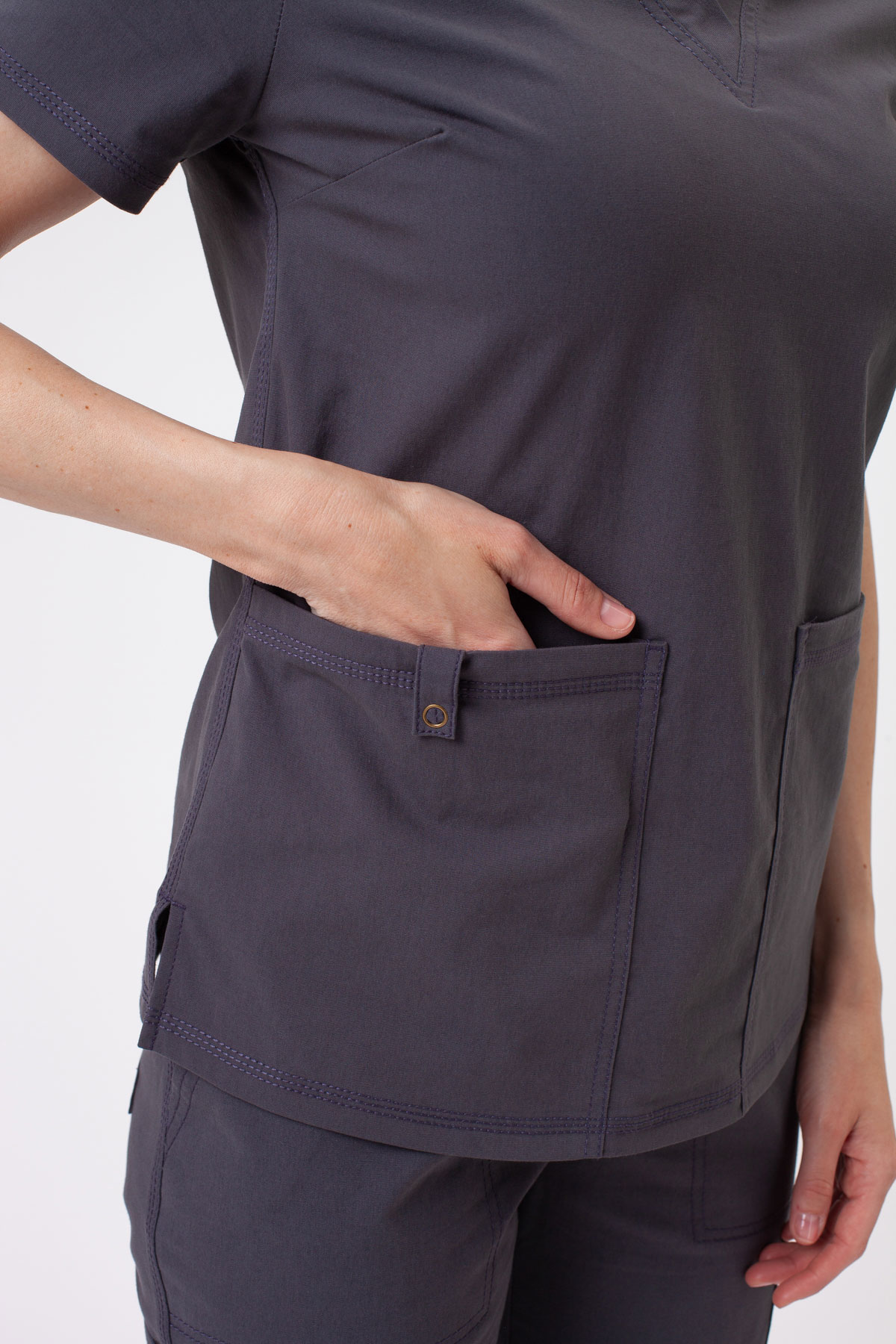 Dámska lekárska blúza Dickies Forge V-neck šedá-2