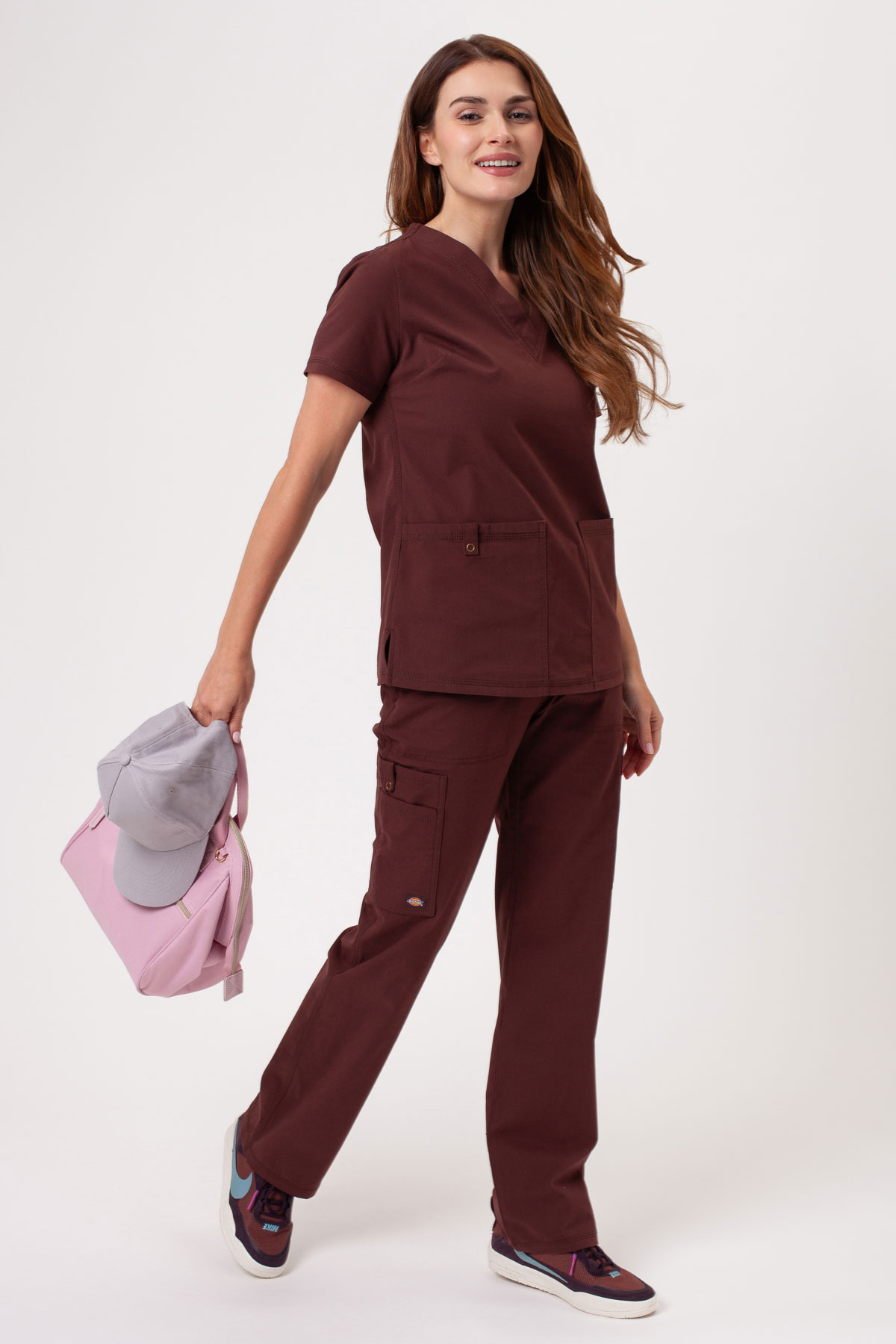 Dámska lekárska blúza Dickies Forge V-neck hnedá-1