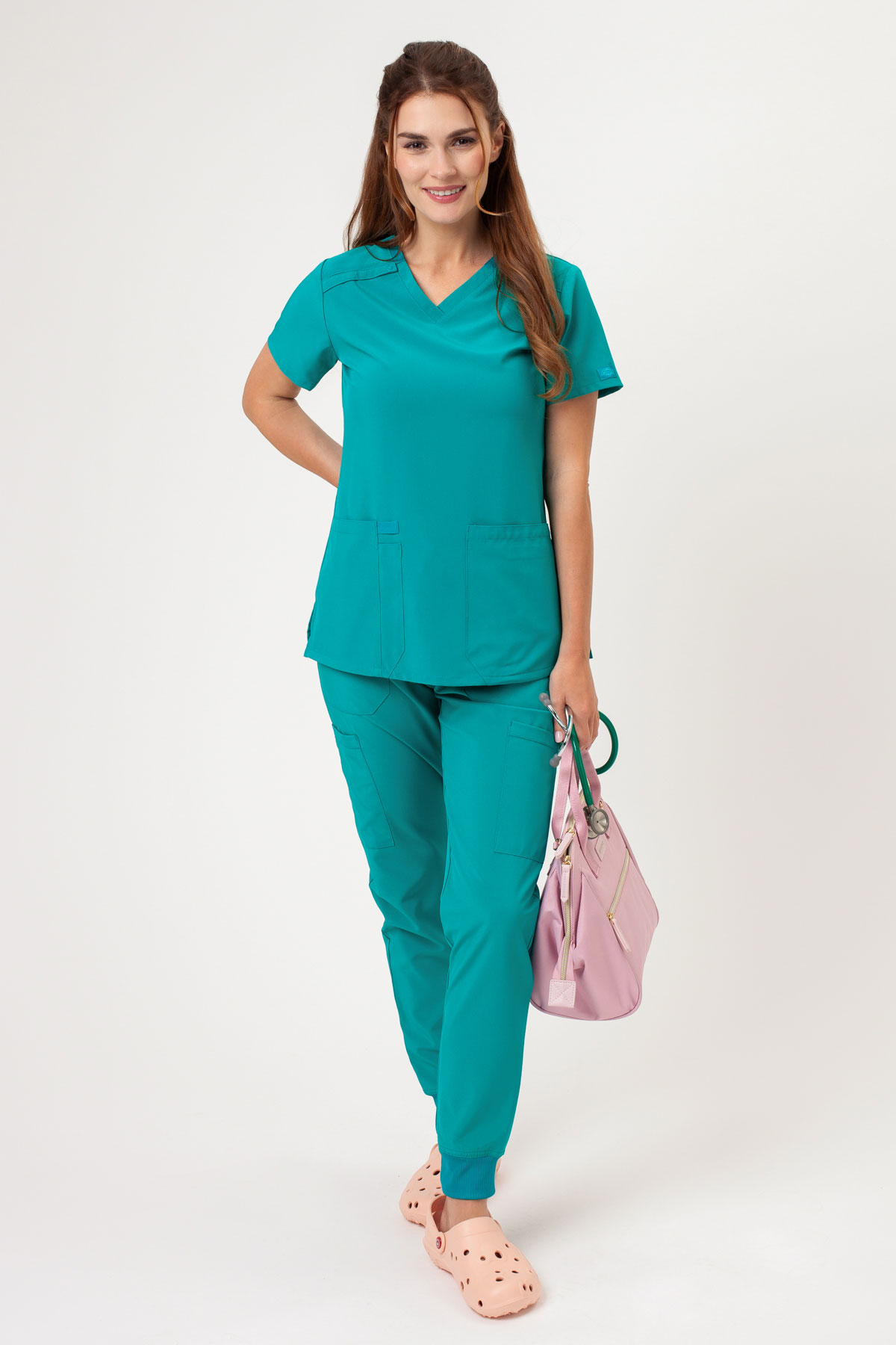 Dámska lekárska blúza Dickies EDS Essentials V-Neck morsky modrá-1