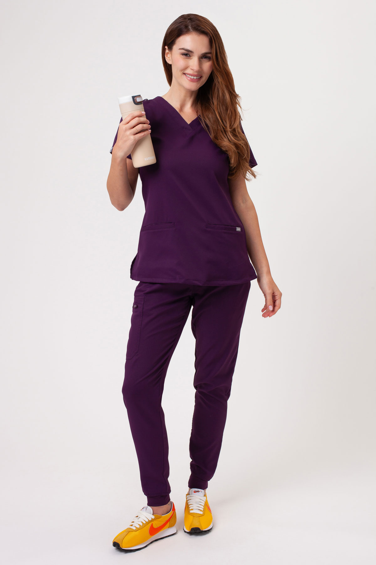 Dámske lekárske nohavice Sunrise Lite Fit jogger baklažánové-1