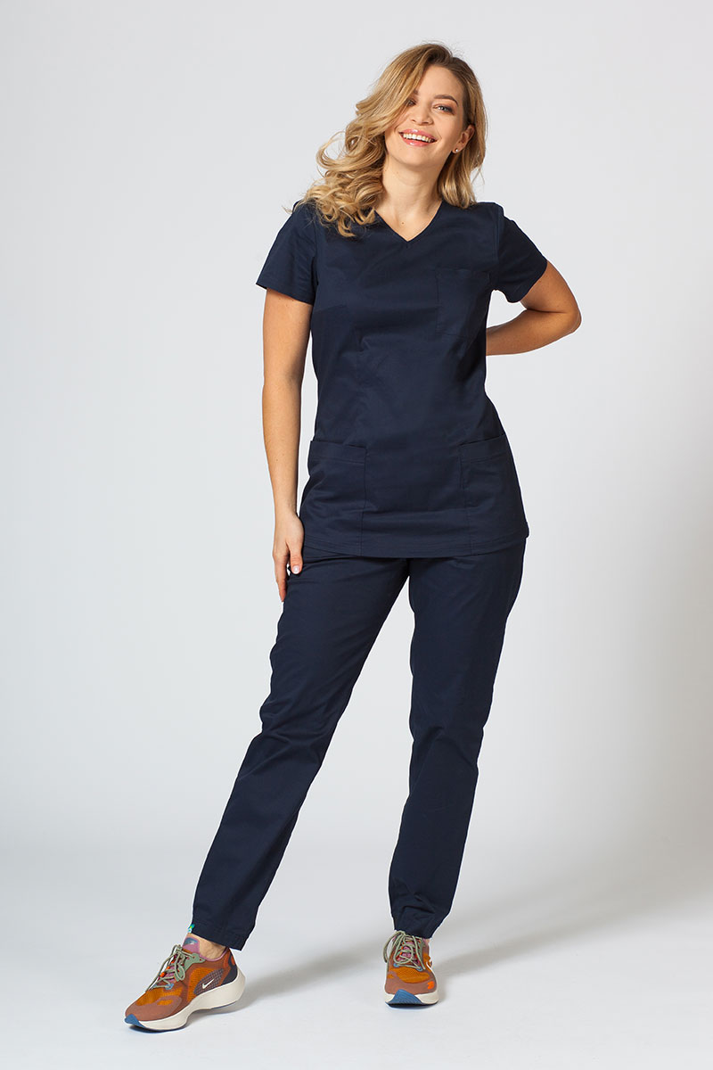 Dámska lekárska blúzka Sunrise Uniforms Fit (elastická) námornícky modrá-5