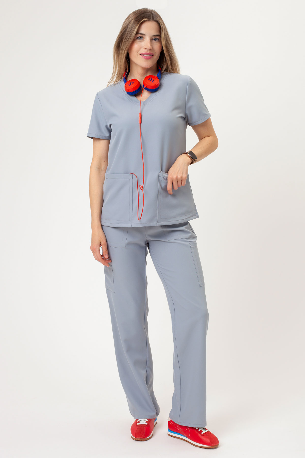 Dámska lekárska blúza Cherokee Ultra V-neck Top svetlo šedá-5
