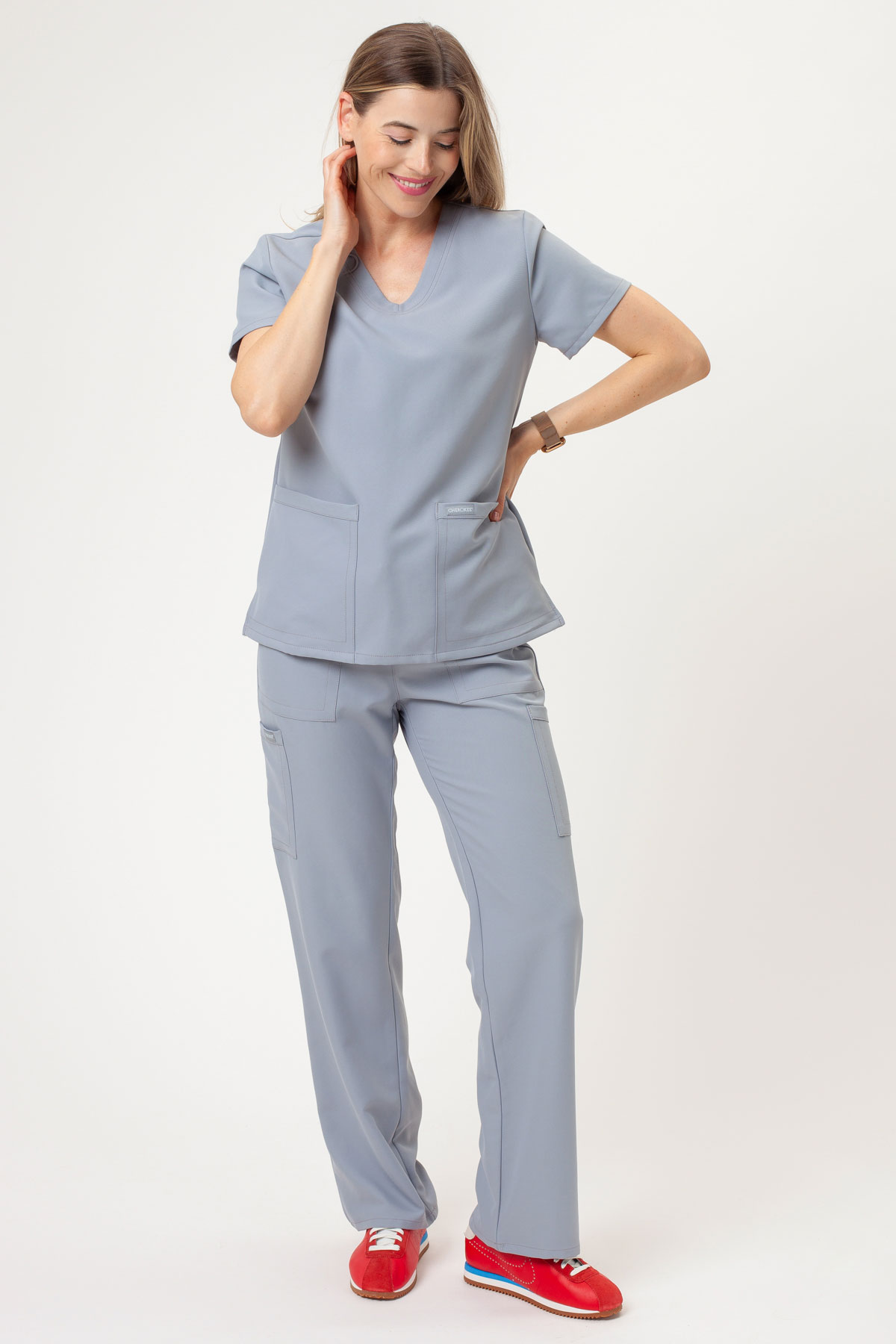 Dámska lekárska súprava Cherokee Ultra V-neck svetlo šedá-1