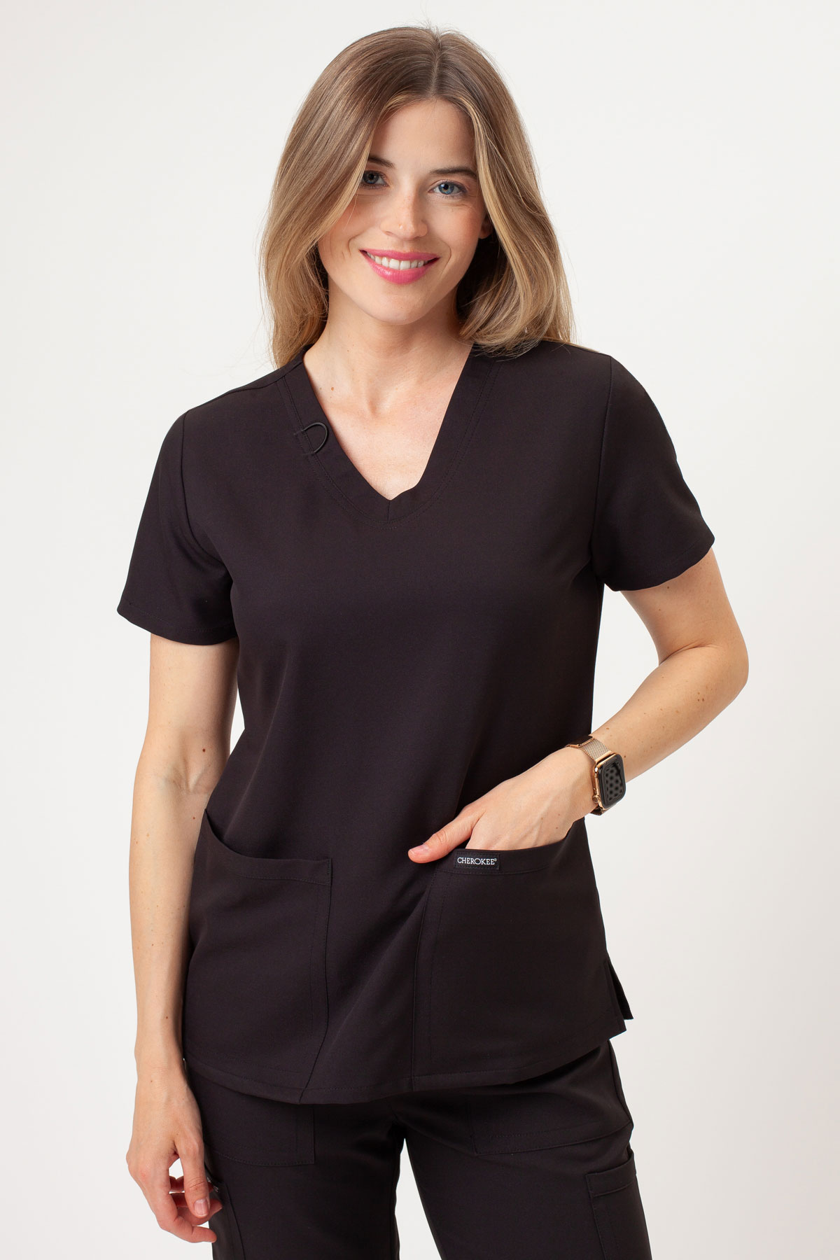 Dámska lekárska súprava Cherokee Ultra V-neck čierná-3