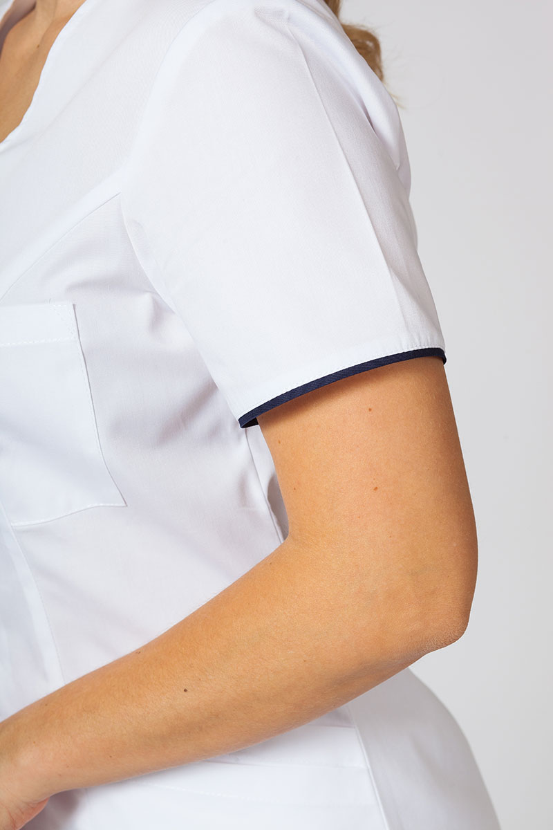 Dámska lekárska blúzka so zipsom Sunrise Uniforms biela / námornícky modrá-6