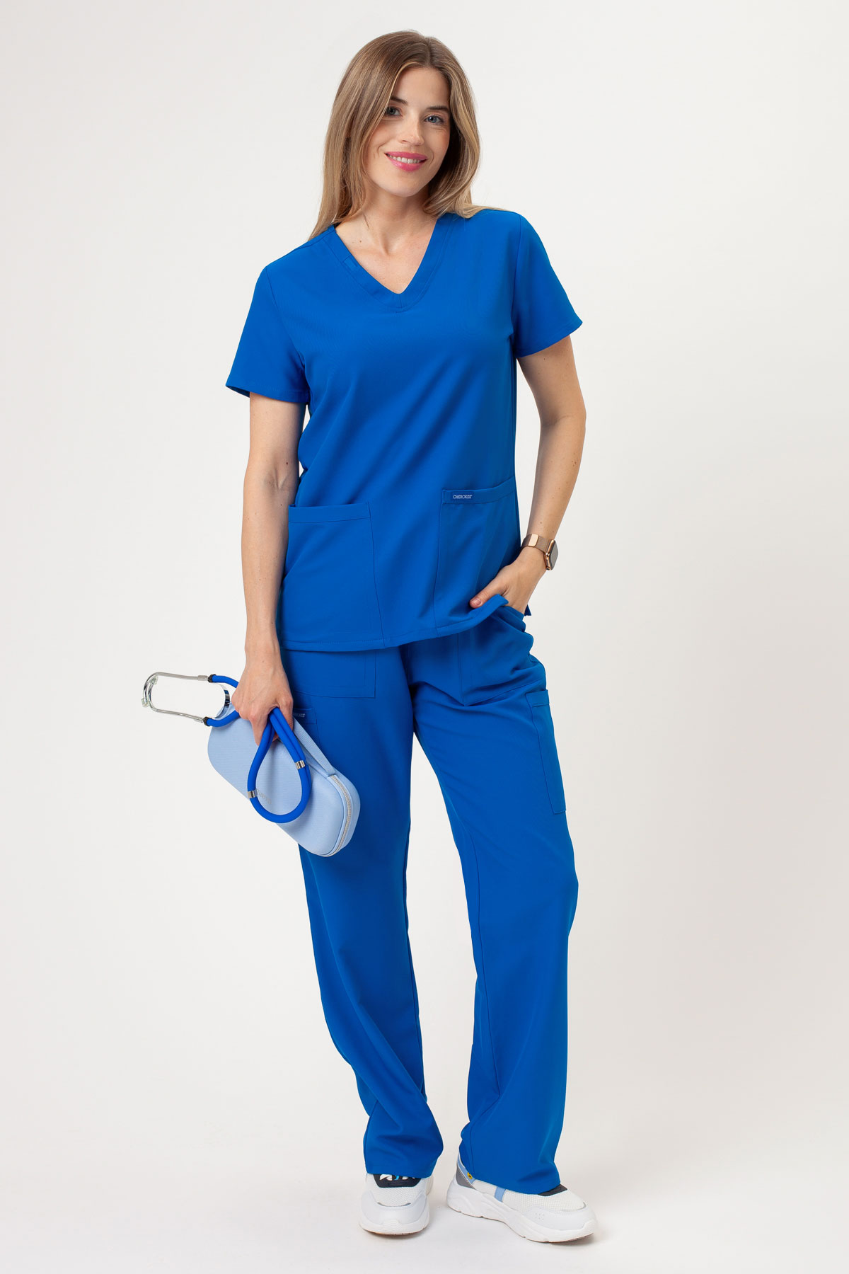 Dámska lekárska blúza Cherokee Ultra V-neck Top kráľovsky modrá-4