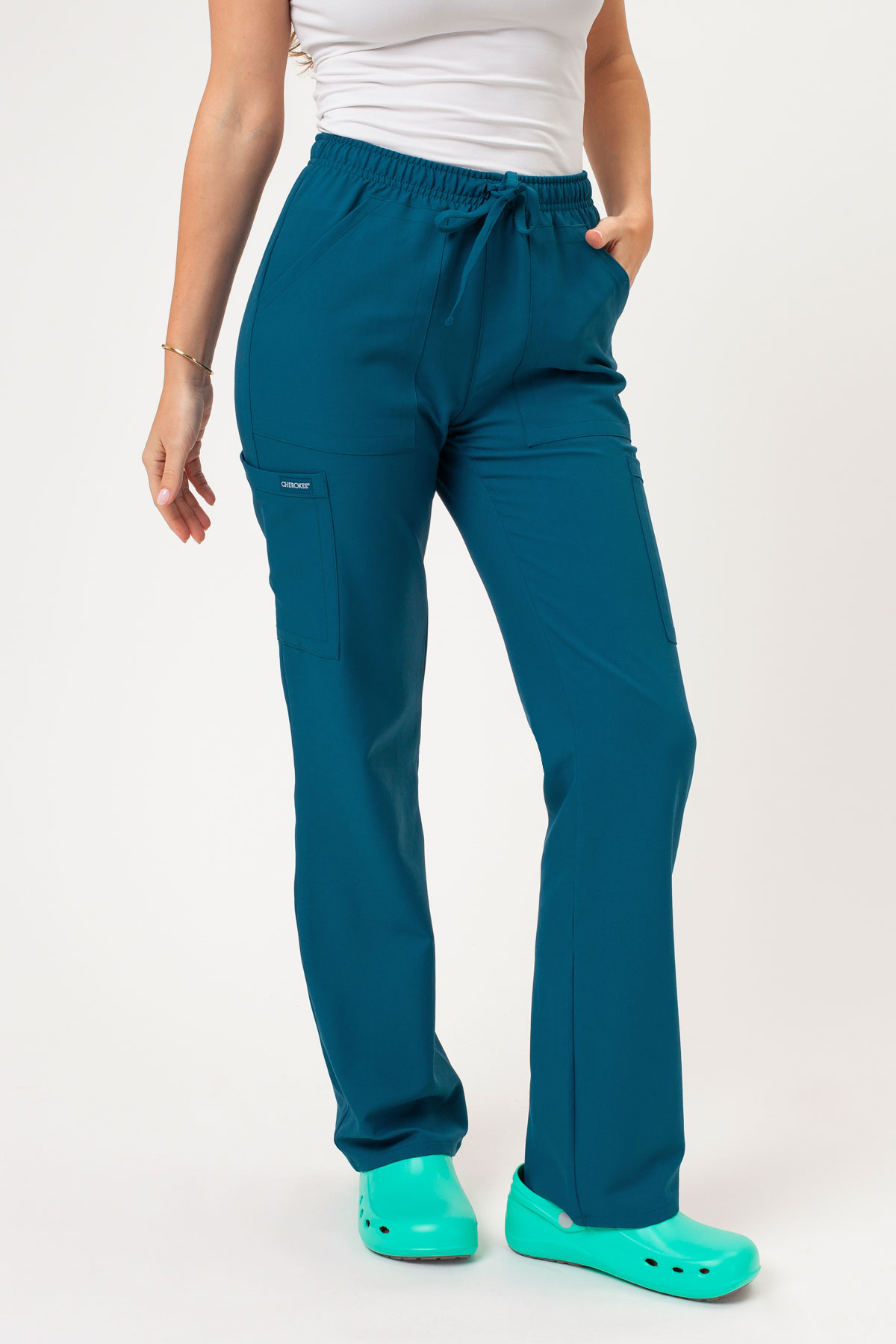 Dámska lekárska súprava Cherokee Ultra V-neck karaibsky modrá-7