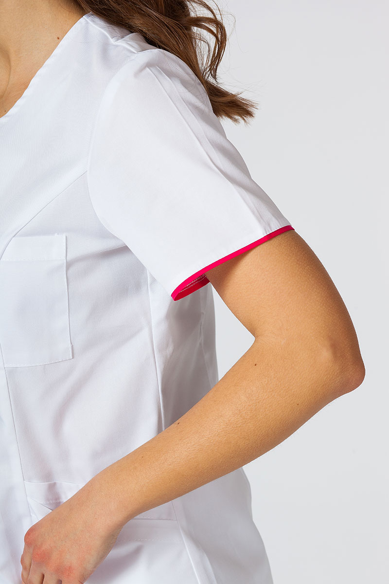 Dámska lekárska blúzka so zipsom Sunrise Uniforms biela / malinová-4