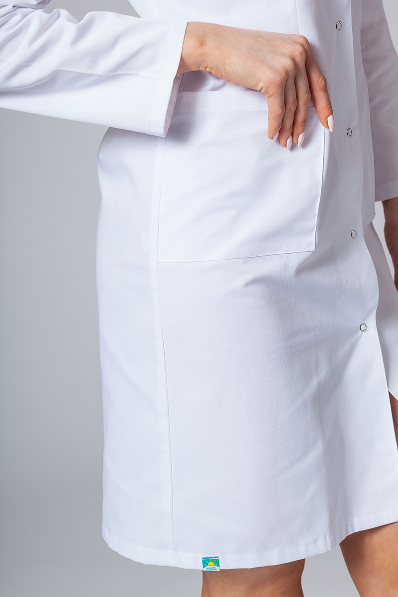 Lekársky plášť s dlhým rukávom Sunrise Uniforms biely-3