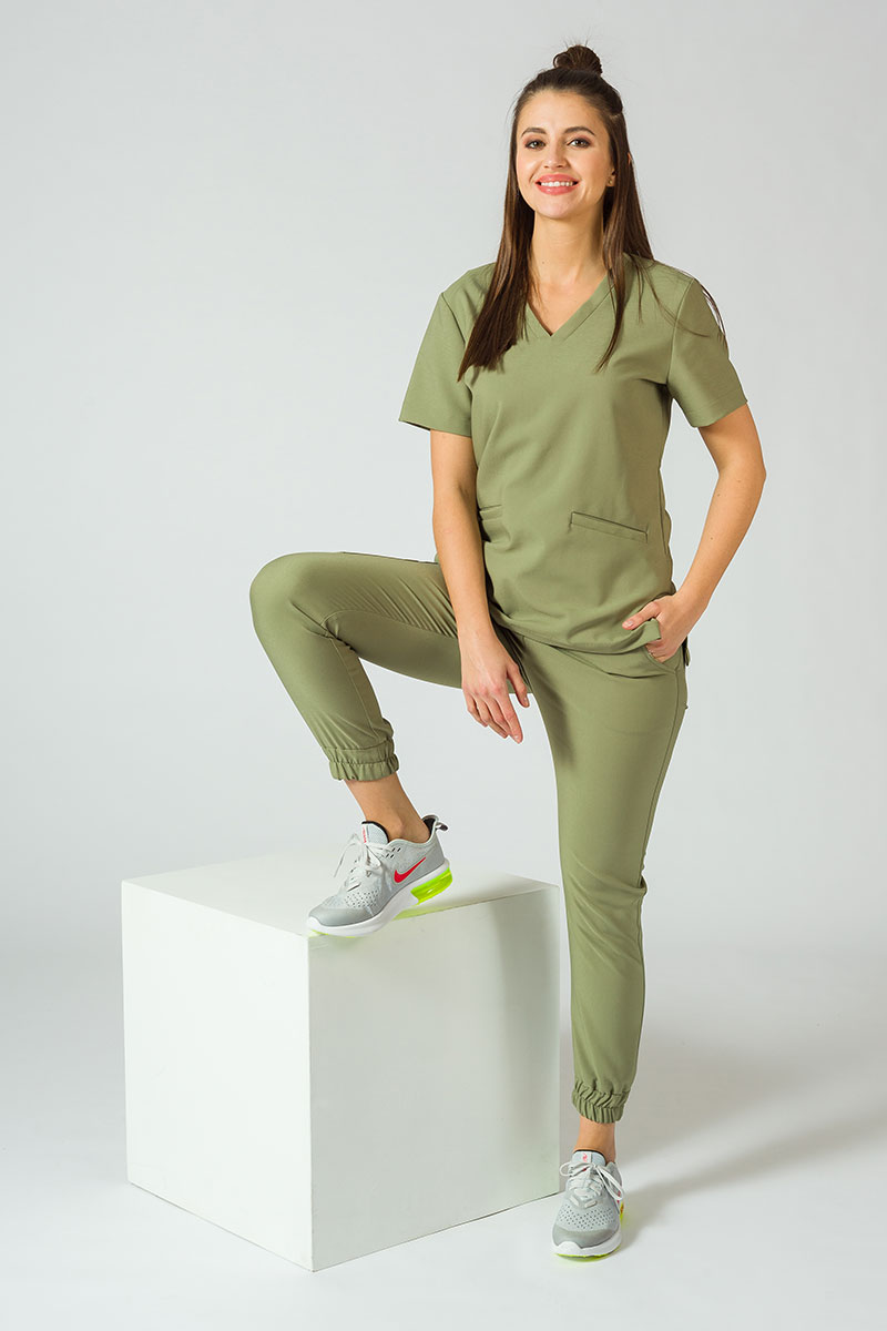 Lekárska blúzka Sunrise Uniforms Premium Joy olivková-3