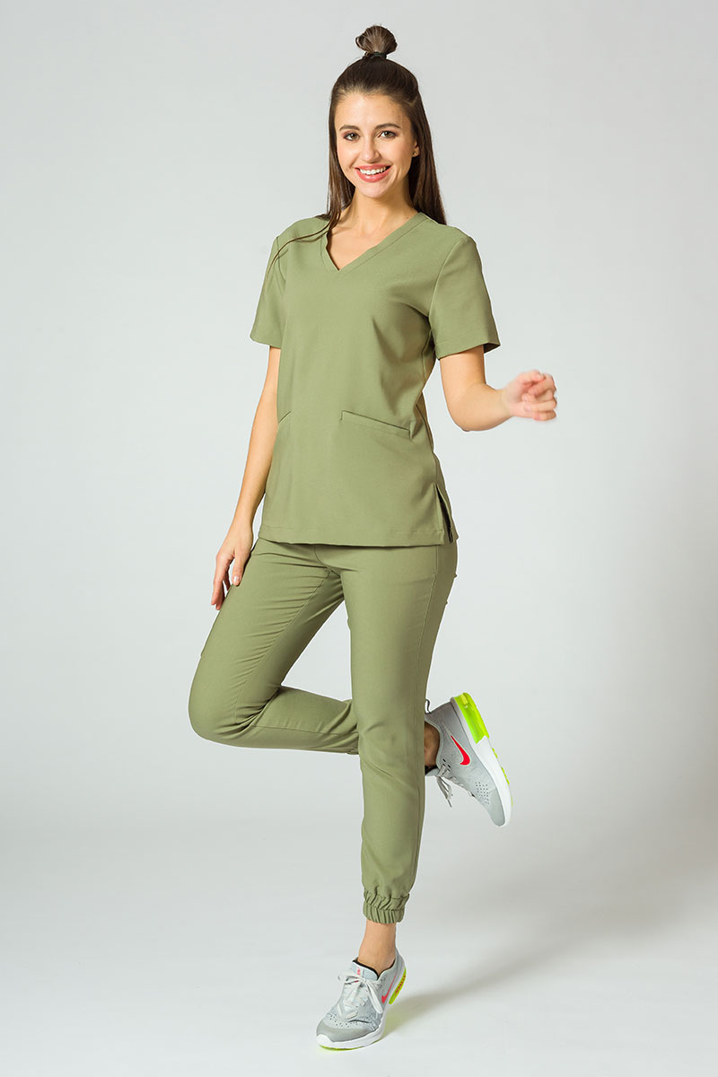 Lekárska blúzka Sunrise Uniforms Premium Joy olivková-4