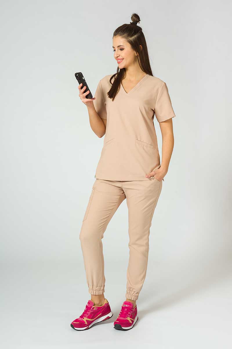 Lekárska blúzka Sunrise Uniforms Premium Joy béžová-2