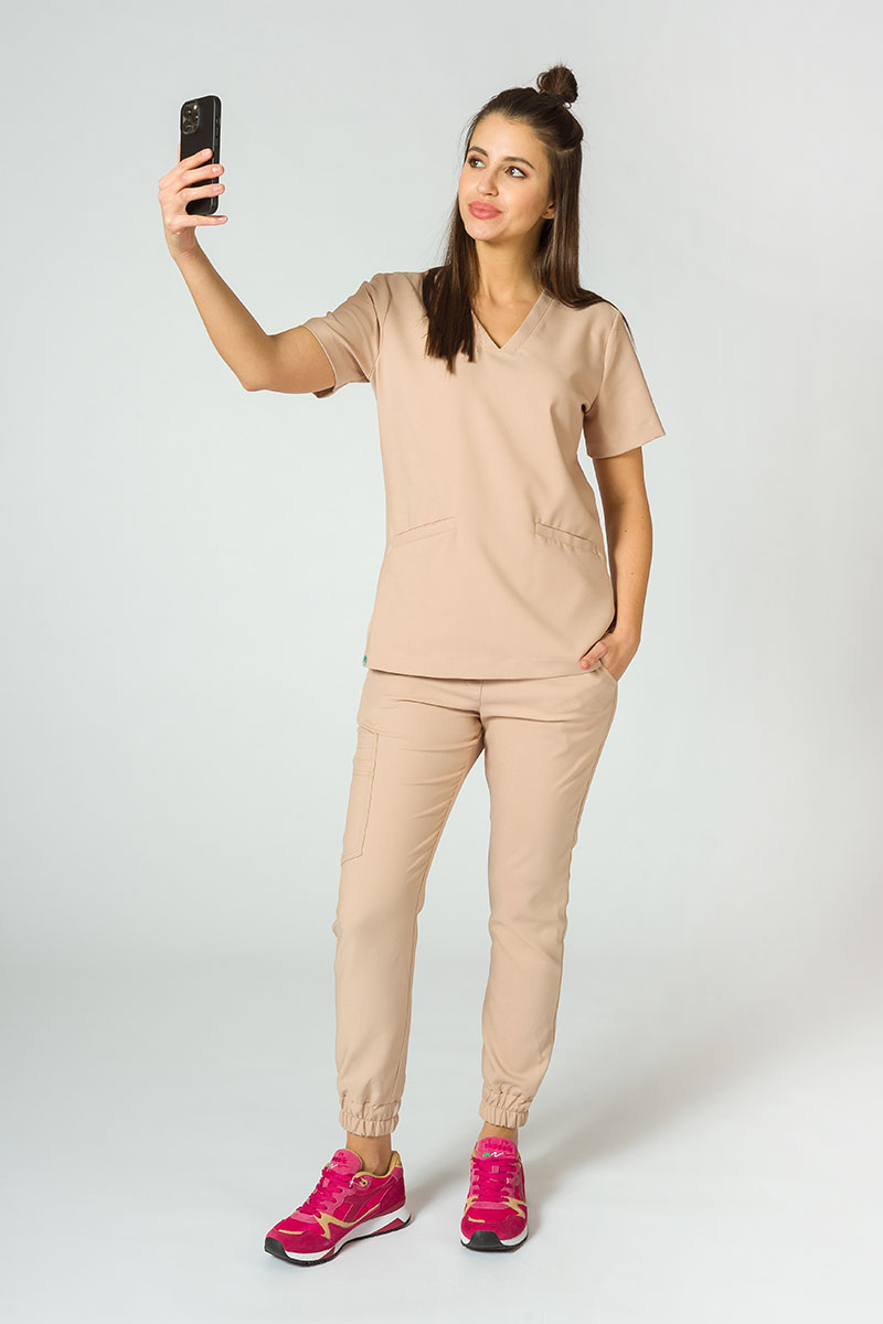 Lekárska blúzka Sunrise Uniforms Premium Joy béžová-3