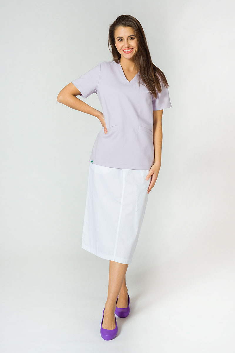 Lekárska sukňa s vreckami Adar Uniforms Mid-Calf biela-1