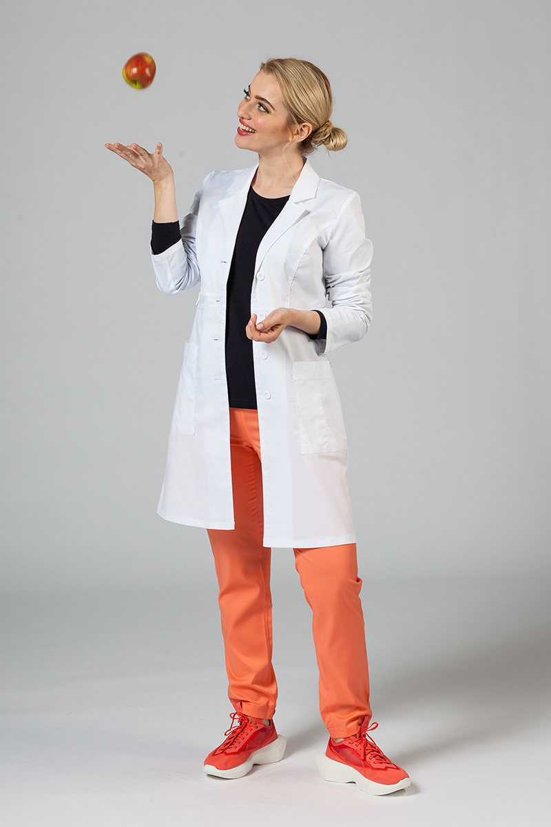 Lekársky plášť Adar Uniforms Tab-Waist biely (elastický)-1