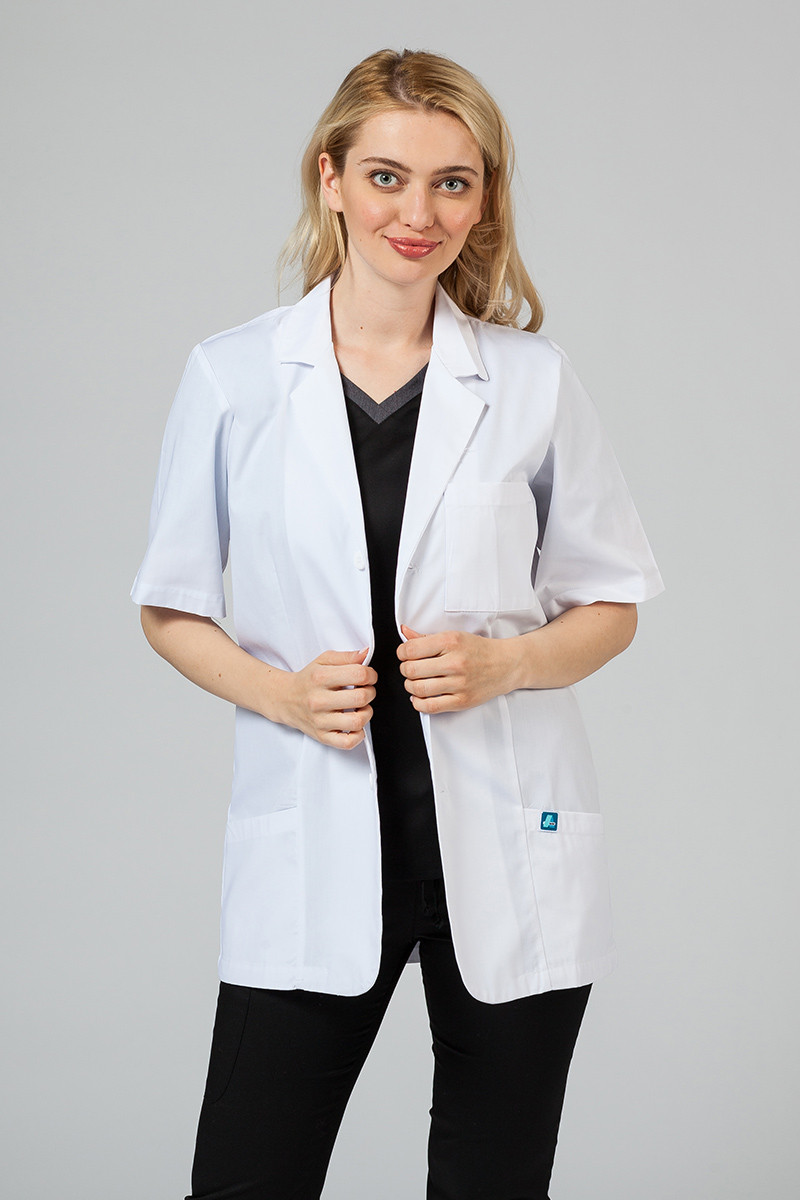 Lekársky plášť Adar Uniforms Consultation (krátky rukáv) biely-2