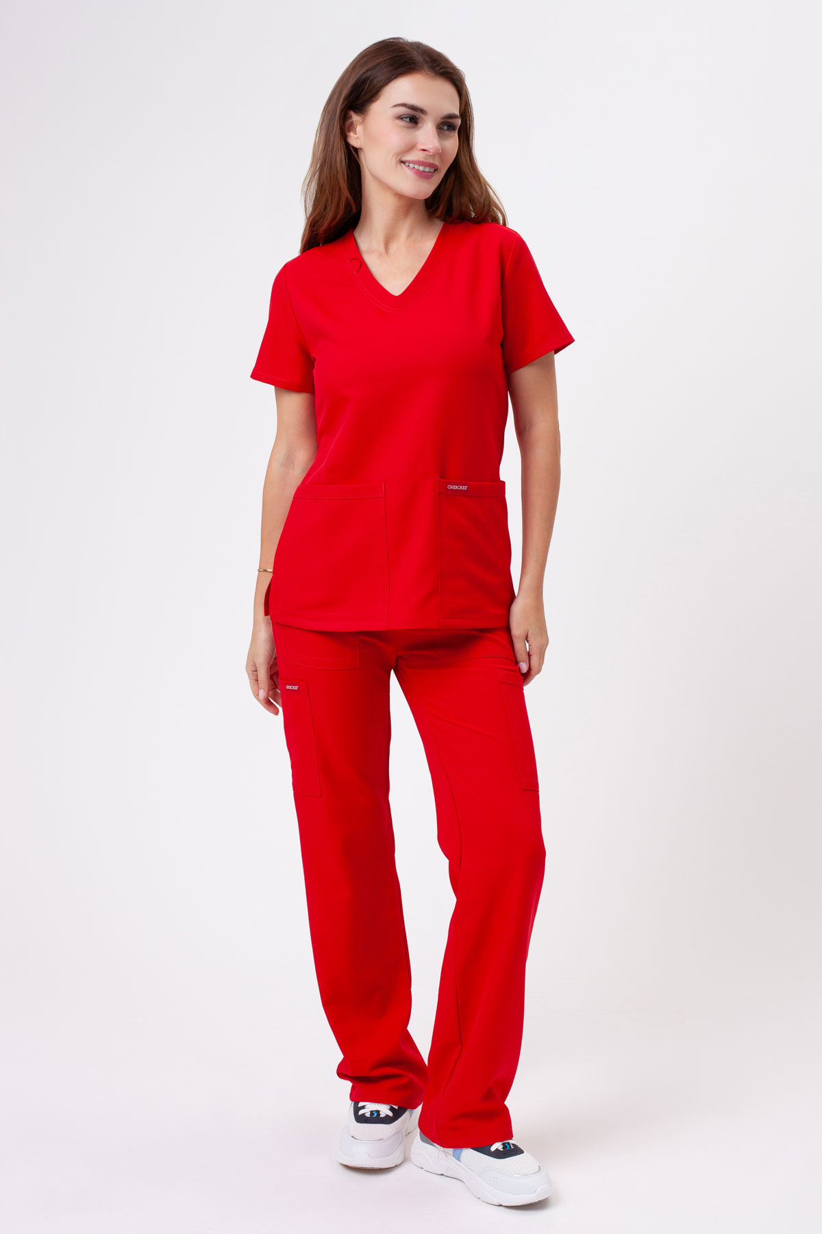 Dámska lekárska blúza Cherokee Ultra V-neck Top červená-5