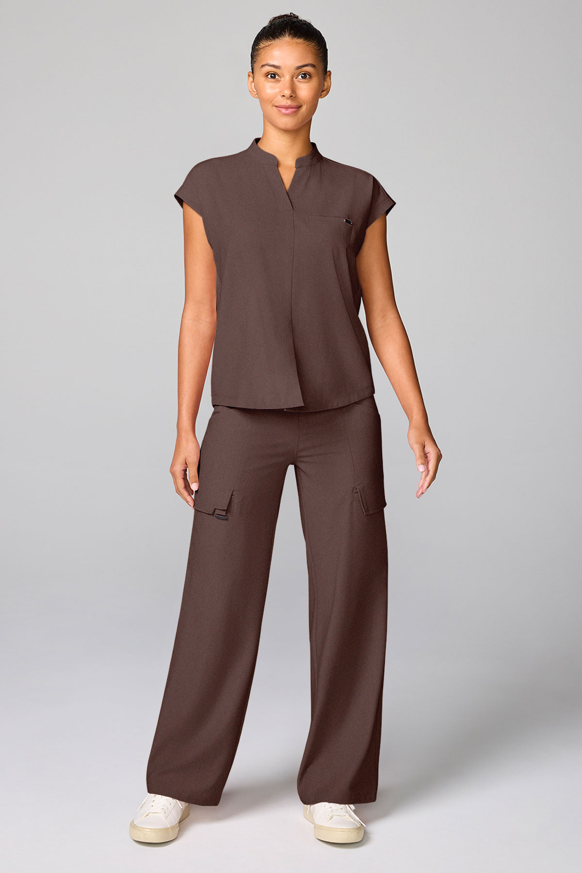 Dámske zdravotnícke nohavice Healing Hands Wide Leg Petite hnedé-6