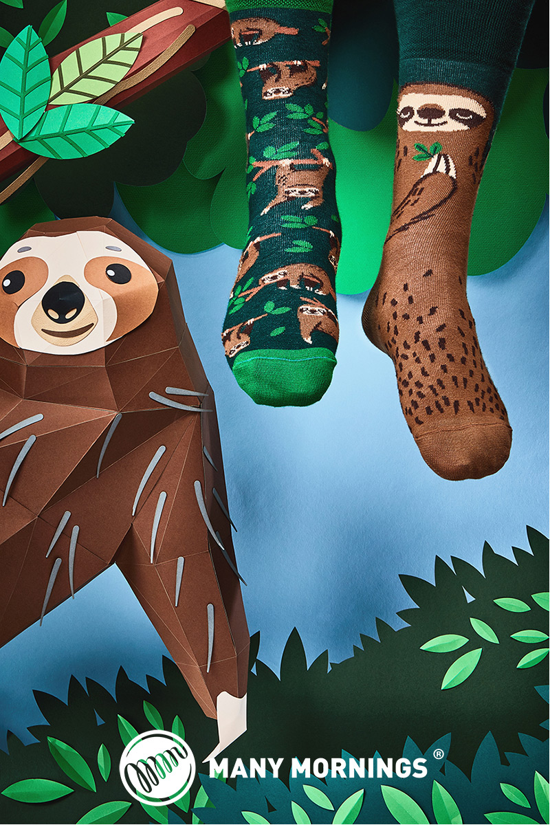 Farebné ponožky Sloth Life - Many Mornings-1
