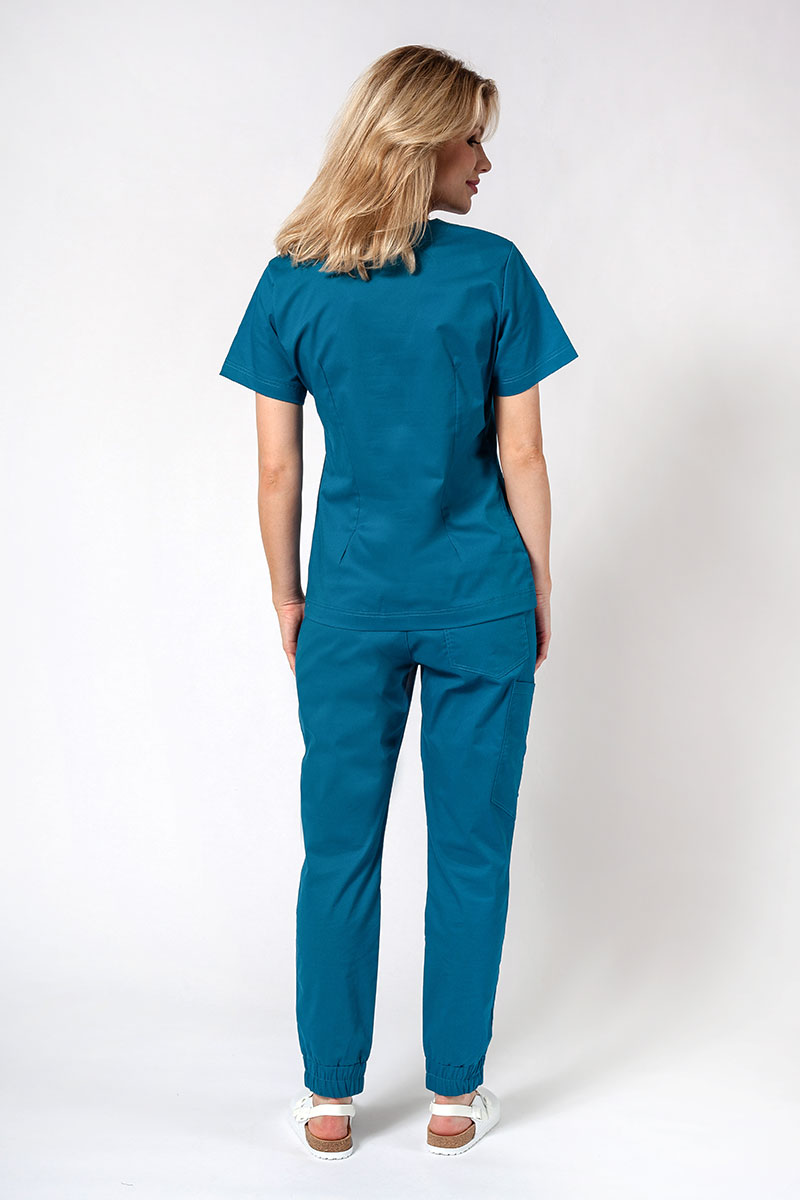 Dámska lekárska blúzka Sunrise Uniforms Active Bloom karaibsky modrá-5