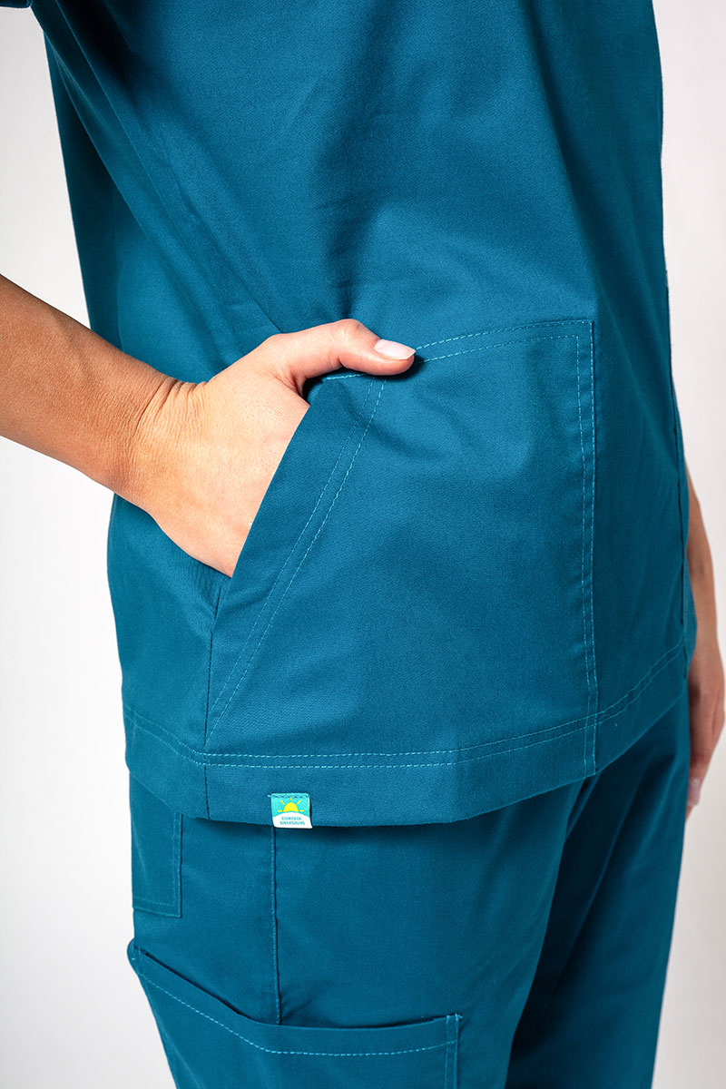 Dámska lekárska blúzka Sunrise Uniforms Active Bloom karaibsky modrá-3