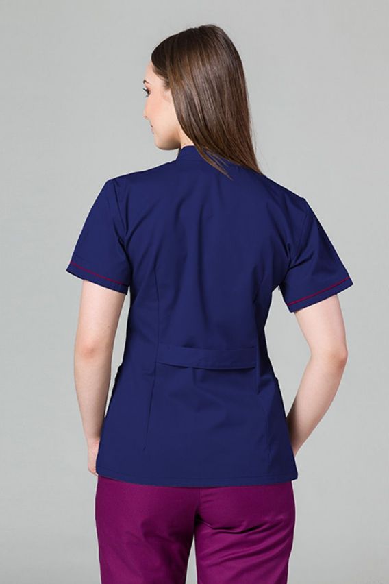 Lékařské sako Sunrise Uniforms námornícky modré s malinovým lemem-1